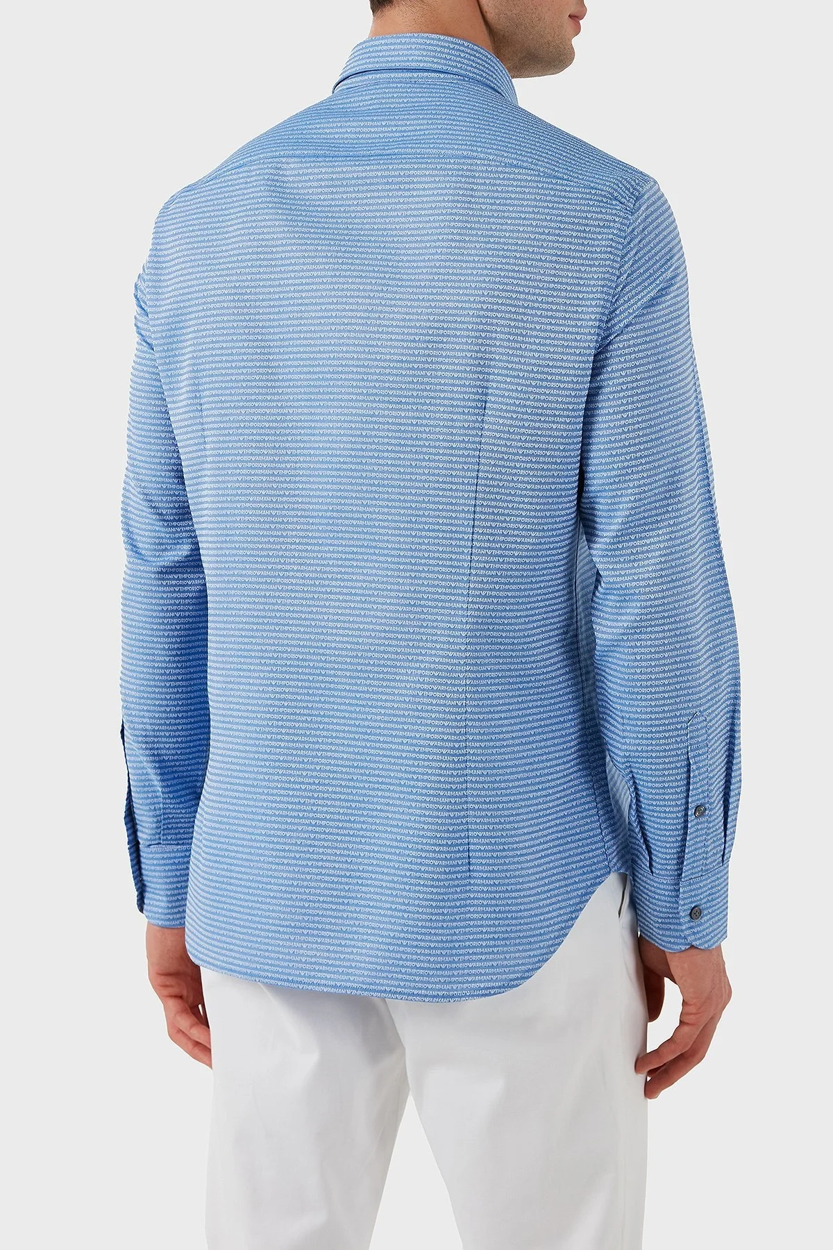 Emporio Armani % 100 Pamuk Regular Fit Düğmeli Uzun Kollu Erkek Gömlek EM001537 AF14341 F9060 AÇIK MAVİ - 9