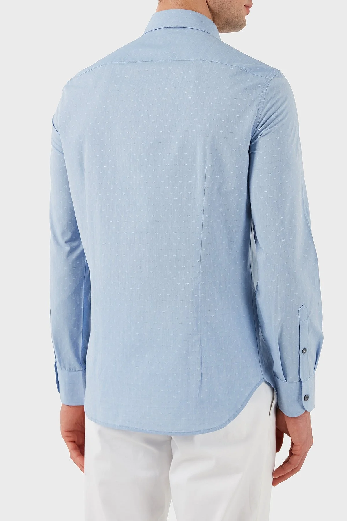 Emporio Armani % 100 Pamuk Regular Fit Düğmeli Uzun Kollu Erkek Gömlek EM001537 AF14341 F9061 AÇIK MAVİ - 10