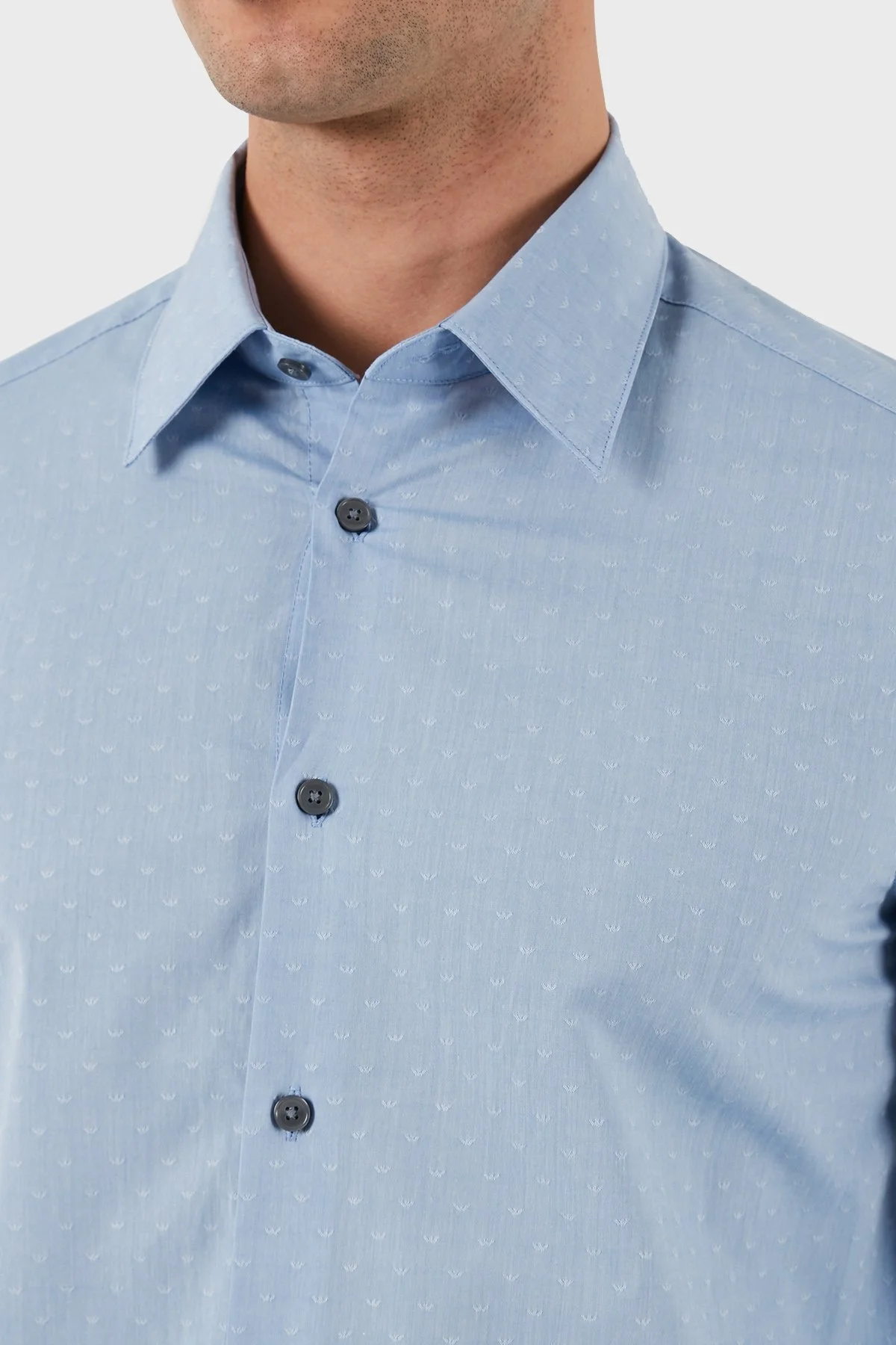 Emporio Armani % 100 Pamuk Regular Fit Düğmeli Uzun Kollu Erkek Gömlek EM001537 AF14341 F9061 AÇIK MAVİ - 14