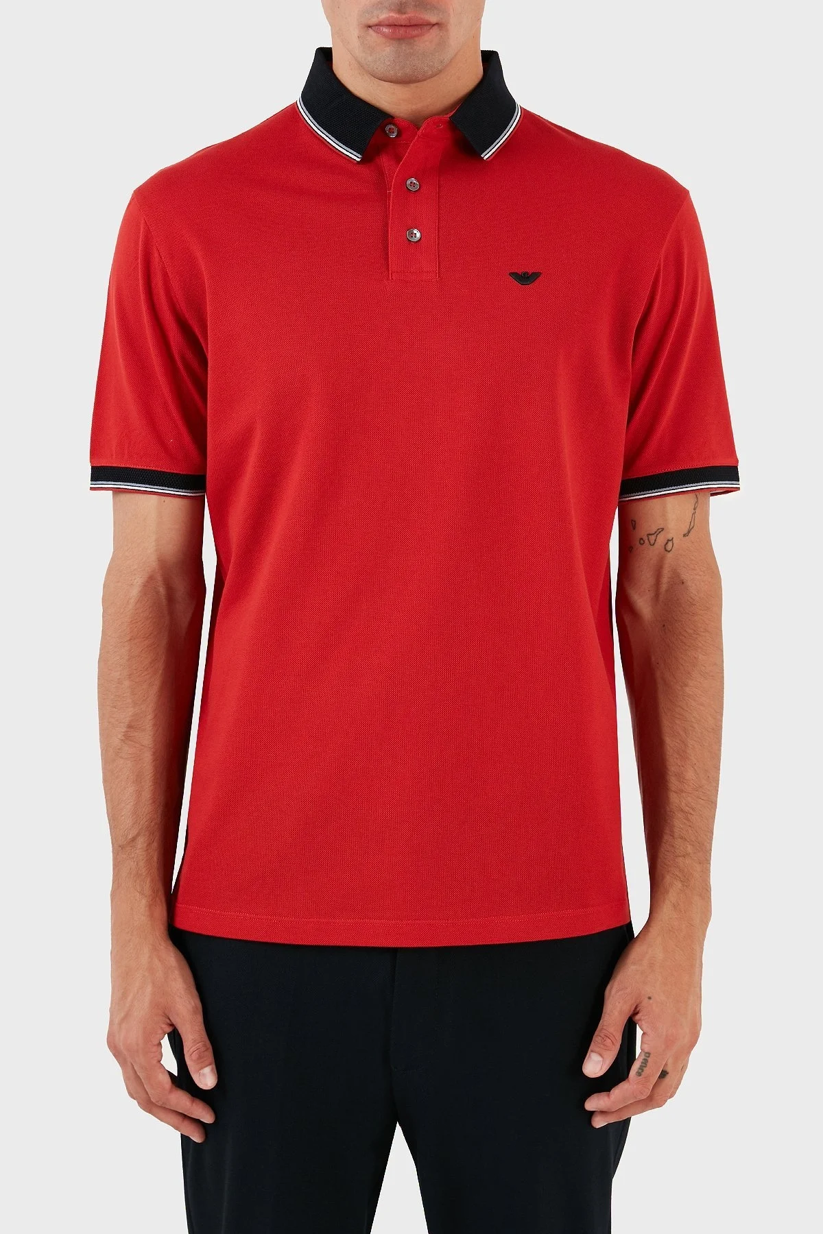 Emporio Armani % 100 Pamuk Regular Fit Erkek Polo T Shirt 3R1F70 1JTKZ 0278 KIRMIZI - 1
