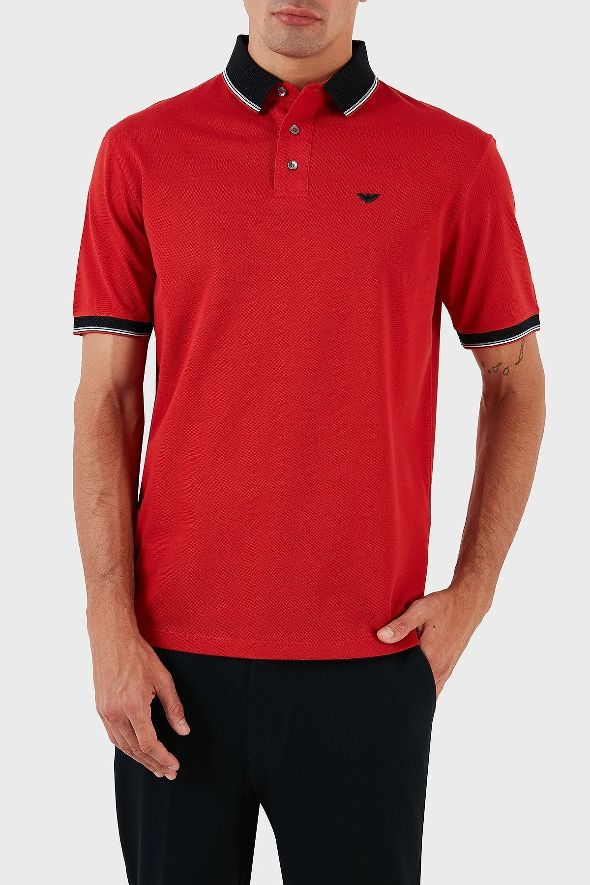 Emporio Armani % 100 Pamuk Regular Fit Erkek Polo T Shirt 3R1F70 1JTKZ 0278 KIRMIZI - 3