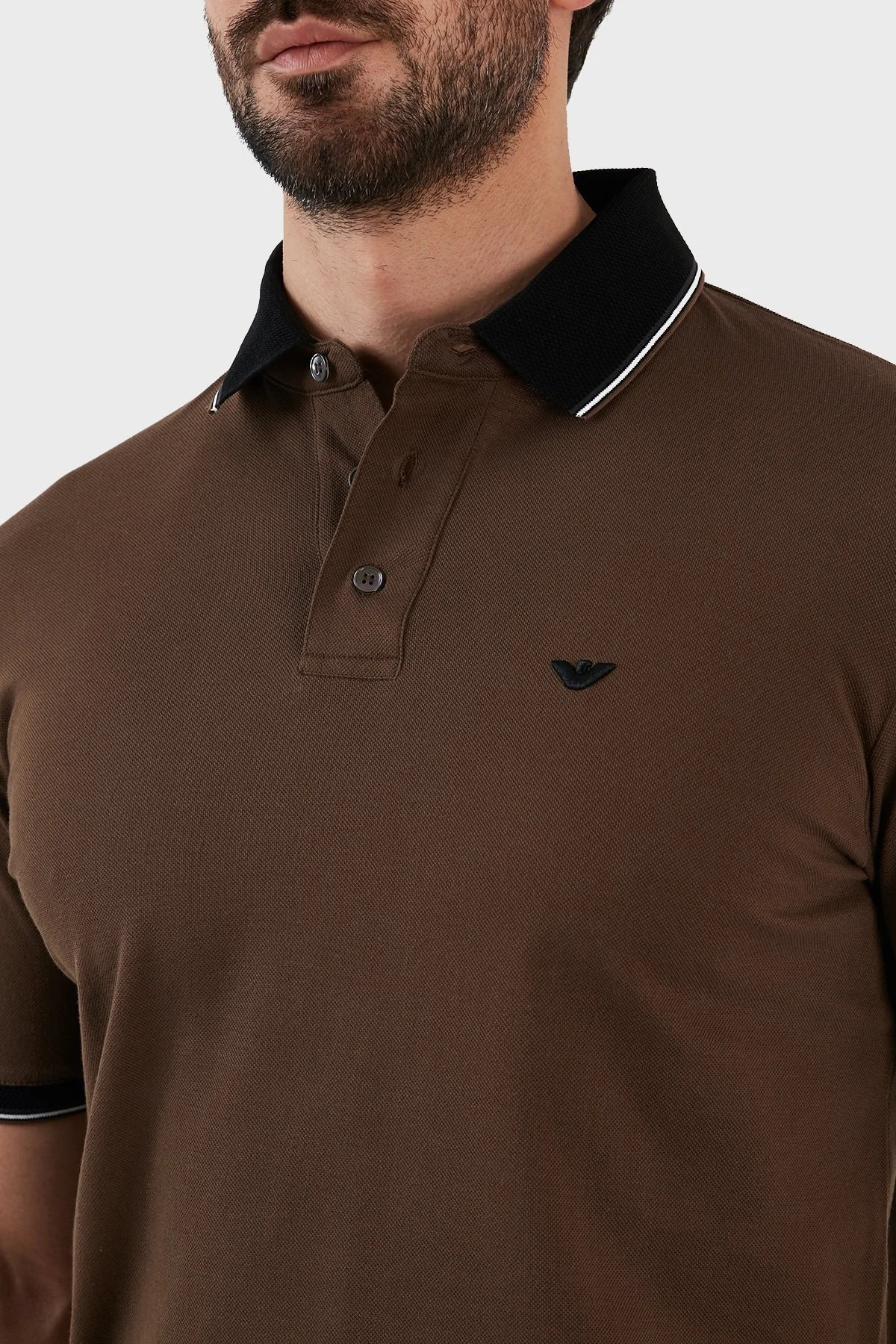 Emporio Armani % 100 Pamuk Regular Fit Düğmeli Erkek Polo T Shirt 3R1F70 1JTKZ 0490 KAHVE - 4