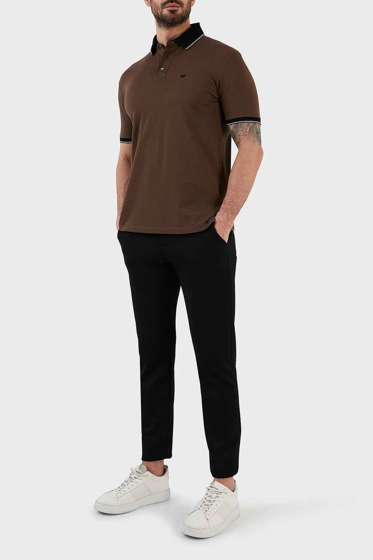 Emporio Armani % 100 Pamuk Regular Fit Düğmeli Erkek Polo T Shirt 3R1F70 1JTKZ 0490 KAHVE - 5