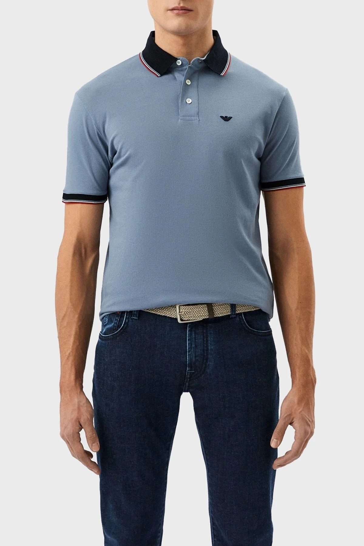 Emporio Armani % 100 Pamuk Regular Fit Erkek Polo T Shirt 3R1F70 1JTKZ 0797 MAVİ - 1