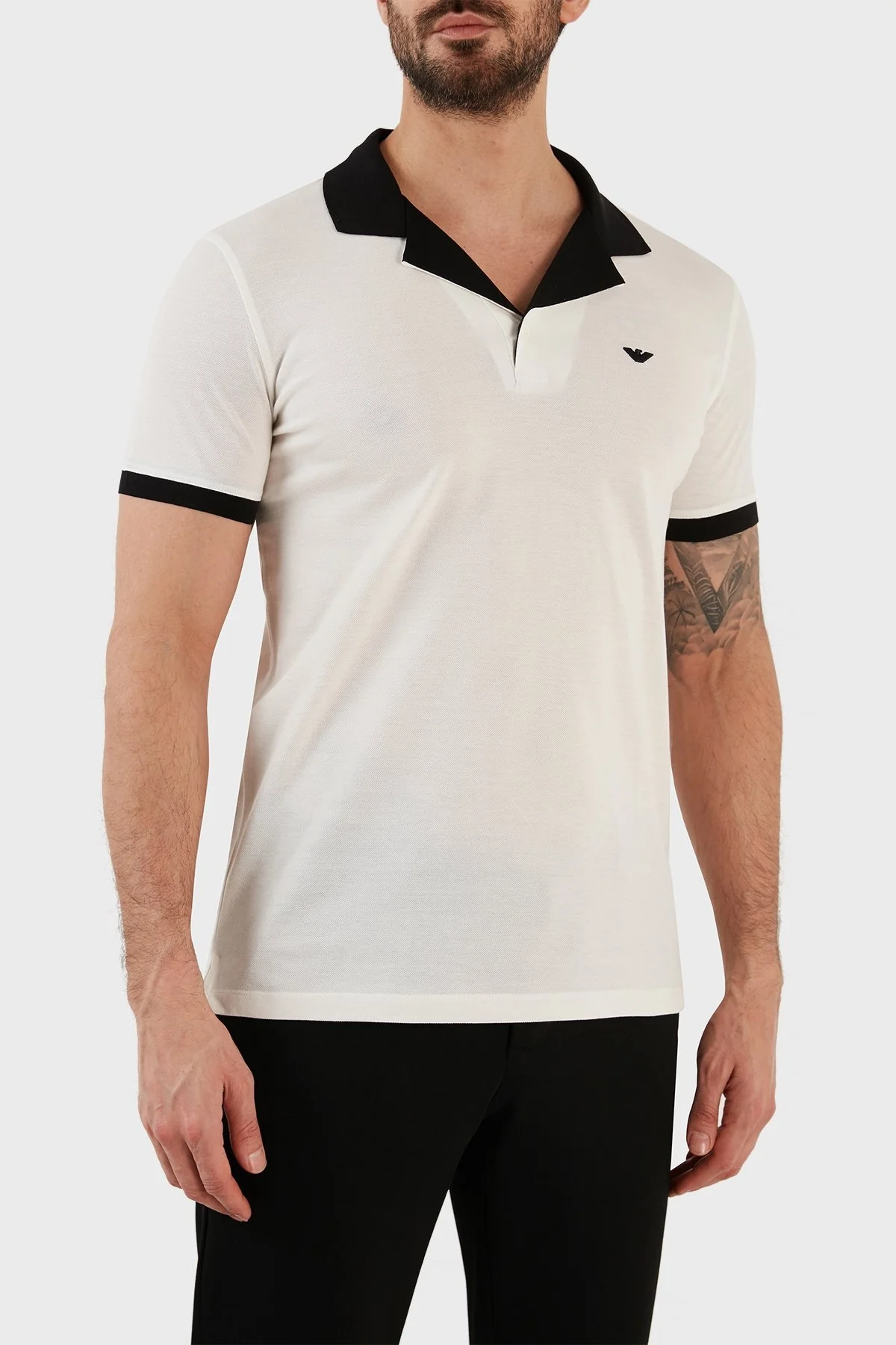 Emporio Armani % 100 Pamuk Regular Fit Erkek Polo T Shirt 3R1F80 1JTKZ 0101 BEYAZ - 2