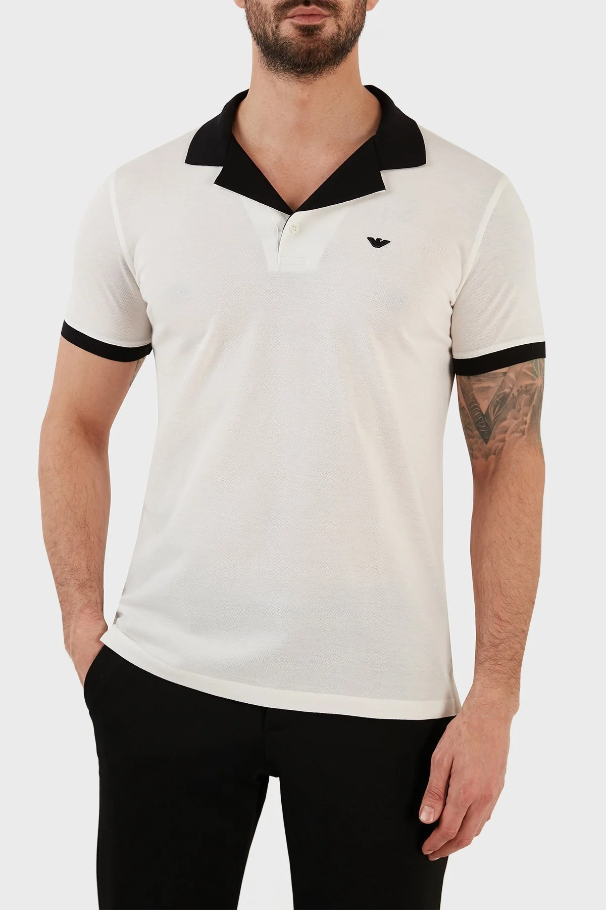 Emporio Armani % 100 Pamuk Regular Fit Erkek Polo T Shirt 3R1F80 1JTKZ 0101 BEYAZ - 3