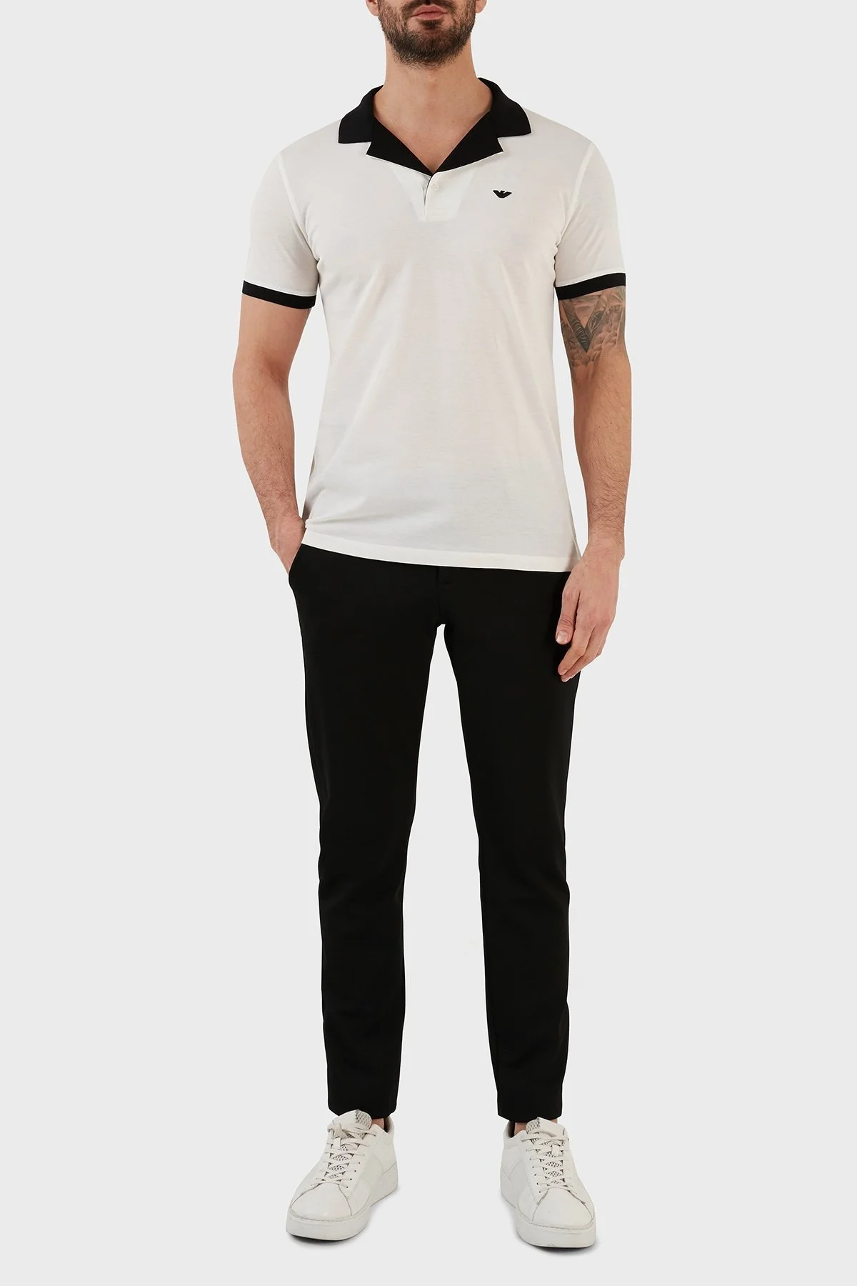 Emporio Armani % 100 Pamuk Regular Fit Erkek Polo T Shirt 3R1F80 1JTKZ 0101 BEYAZ - 5