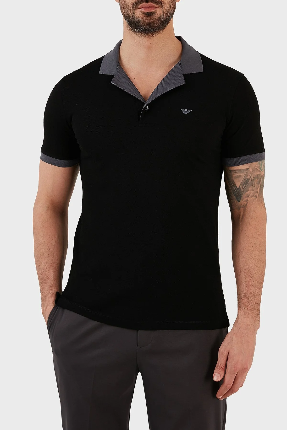 Emporio Armani % 100 Pamuk Regular Fit Erkek Polo T Shirt 3R1F80 1JTKZ 0999 SİYAH - 1