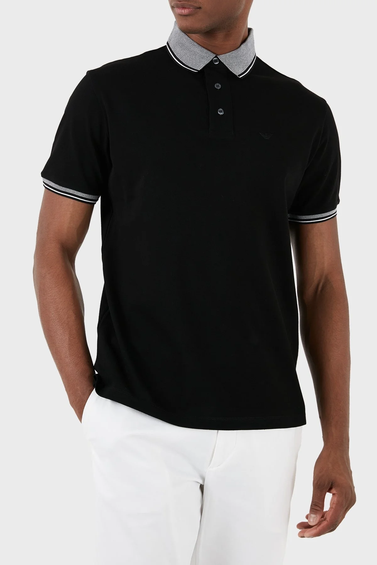 Emporio Armani % 100 Pamuk Regular Fit Erkek Polo Yaka T Shirt 3D1FM5 1JTKZ 0071 SİYAH - 1