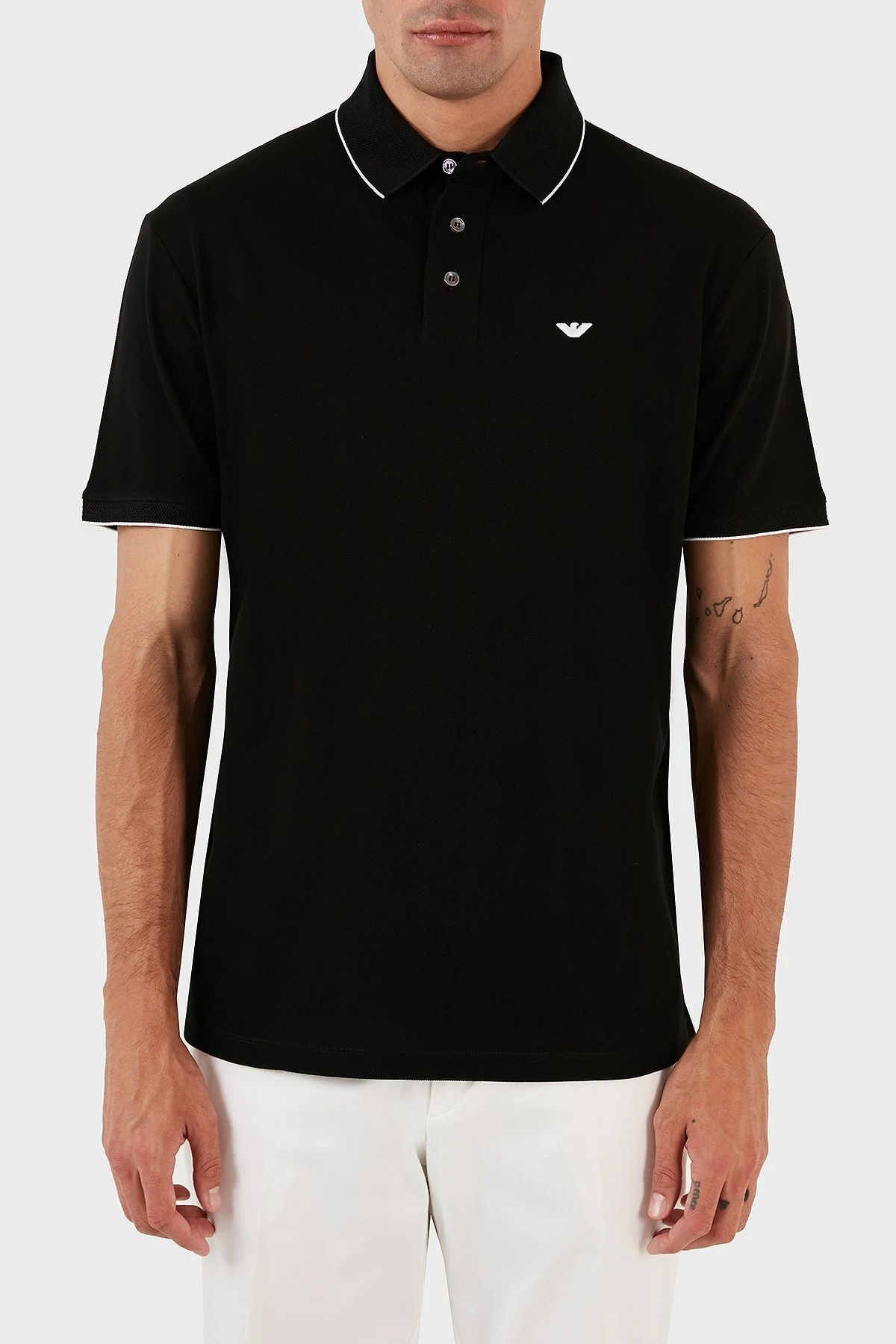 Emporio Armani % 100 Pamuk Regular Fit Erkek Polo Yaka T Shirt 3R1F70 1JTKZ 0099 SİYAH - 1