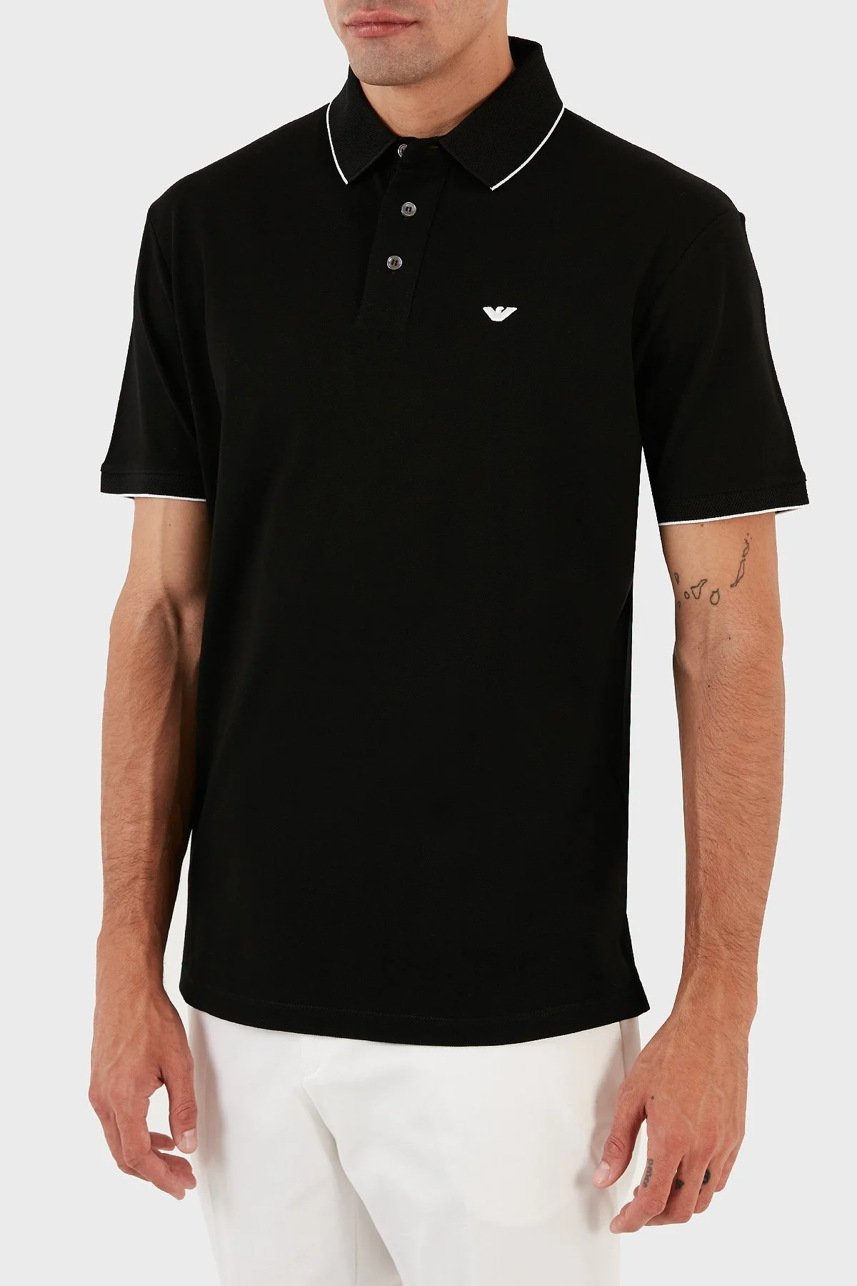 Emporio Armani % 100 Pamuk Regular Fit Erkek Polo Yaka T Shirt 3R1F70 1JTKZ 0099 SİYAH - 3