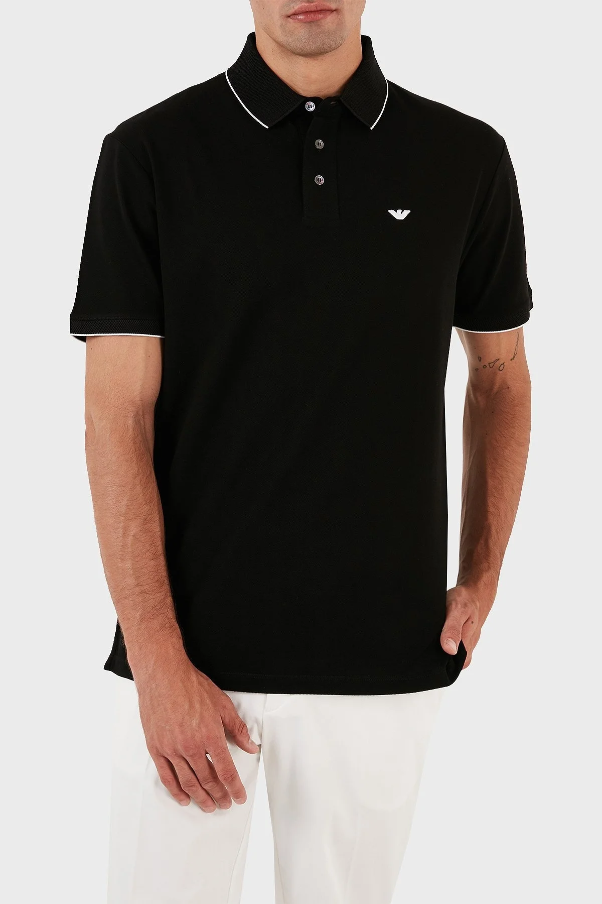 Emporio Armani % 100 Pamuk Regular Fit Erkek Polo Yaka T Shirt 3R1F70 1JTKZ 0099 SİYAH - 4