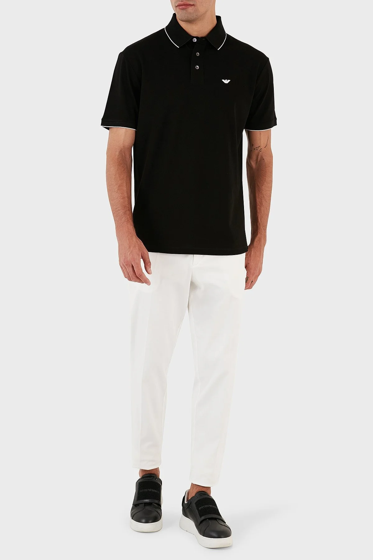 Emporio Armani % 100 Pamuk Regular Fit Erkek Polo Yaka T Shirt 3R1F70 1JTKZ 0099 SİYAH - 5