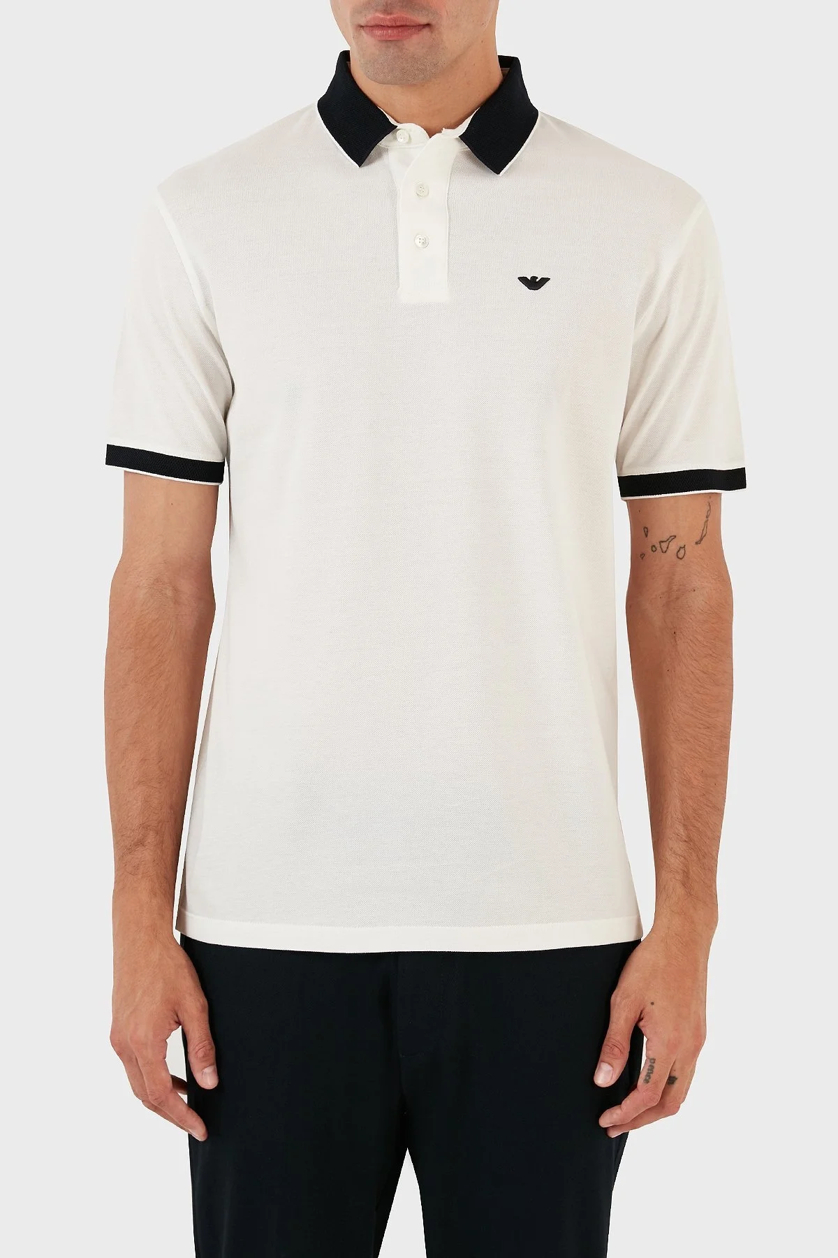 Emporio Armani % 100 Pamuk Regular Fit Erkek Polo Yaka T Shirt 3R1F70 1JTKZ 01F8 BEYAZ - 1