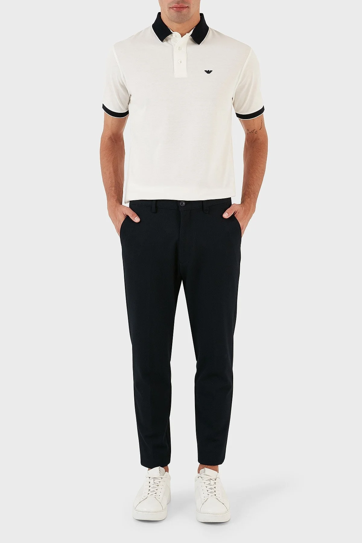 Emporio Armani % 100 Pamuk Regular Fit Erkek Polo Yaka T Shirt 3R1F70 1JTKZ 01F8 BEYAZ - 4