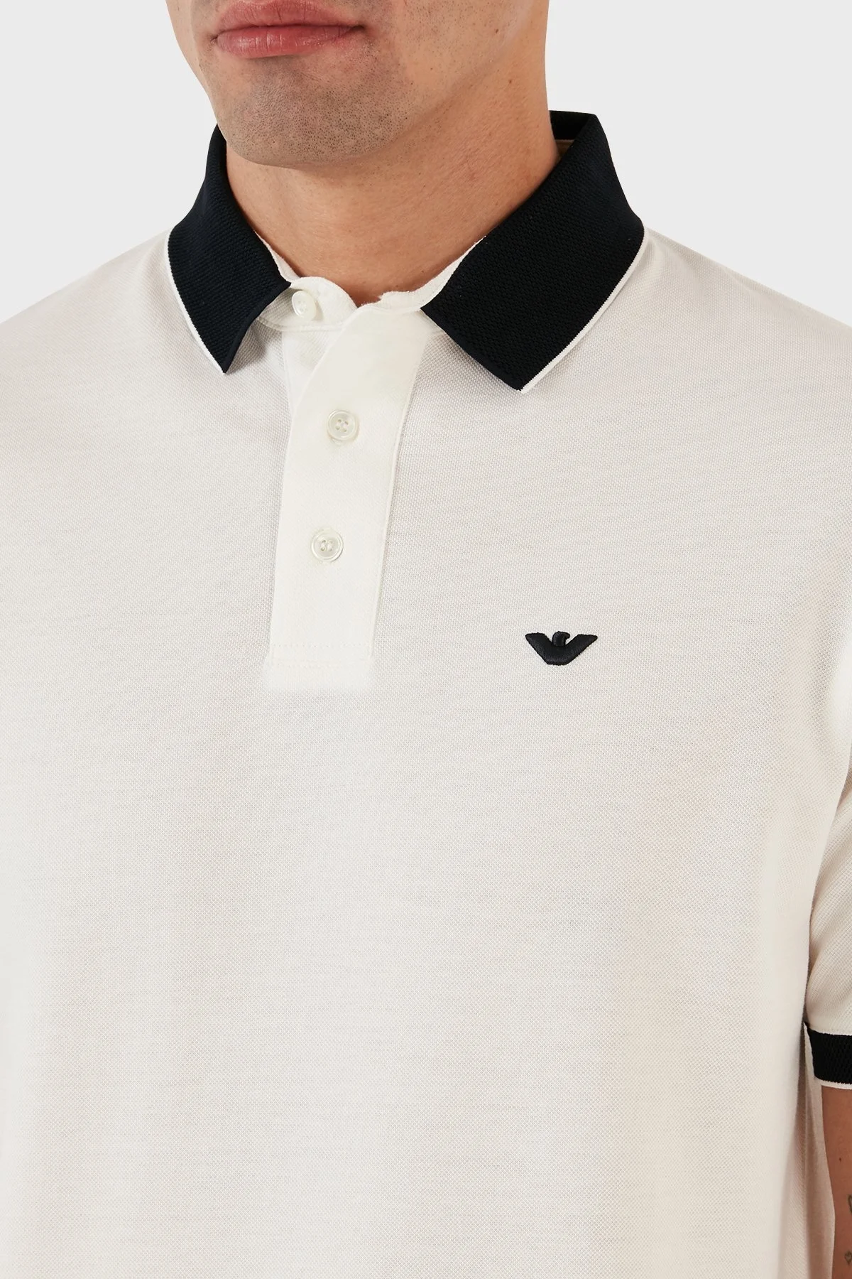 Emporio Armani % 100 Pamuk Regular Fit Erkek Polo Yaka T Shirt 3R1F70 1JTKZ 01F8 BEYAZ - 5