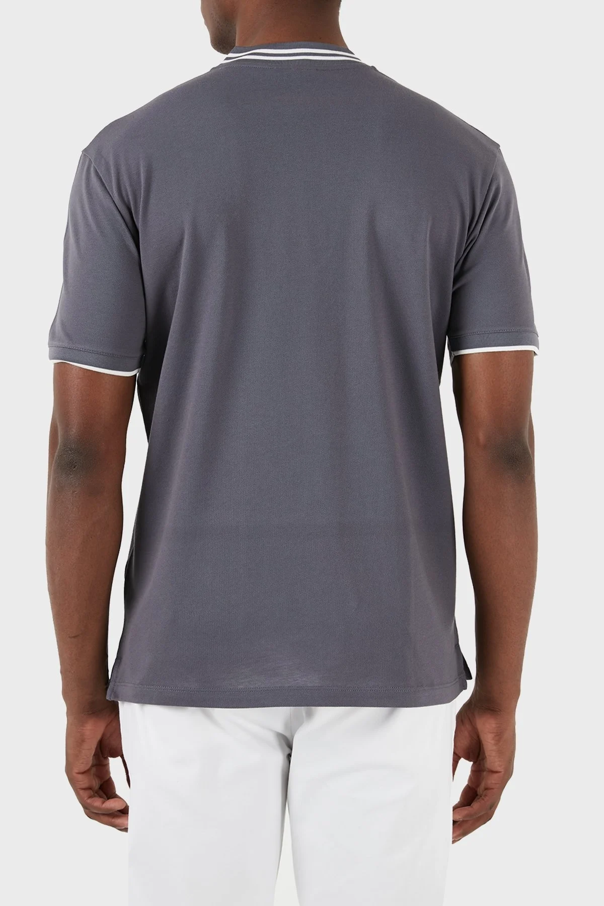 Emporio Armani % 100 Pamuk Regular Fit Fermuarlı Erkek Polo Yaka T Shirt 3D1FM7 1JTKZ 0639 GRİ - 2