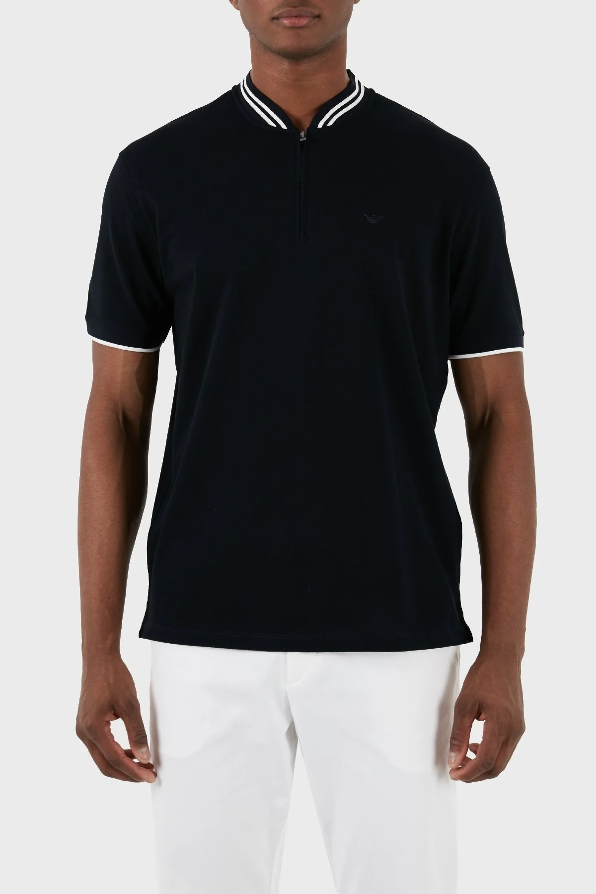 Emporio Armani % 100 Pamuk Regular Fit Fermuarlı Erkek Polo Yaka T Shirt 3D1FM7 1JTKZ 0920 LACİVERT - 1