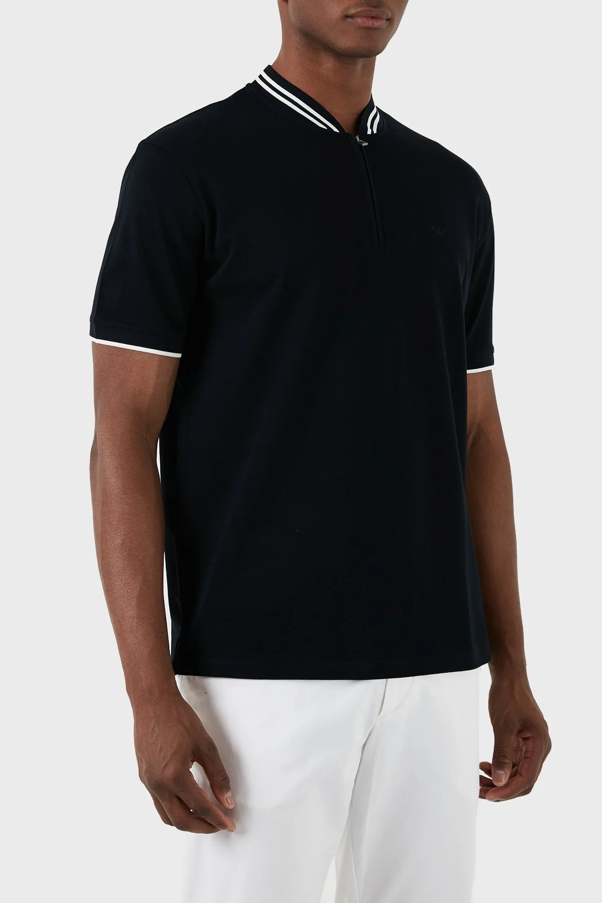 Emporio Armani % 100 Pamuk Regular Fit Fermuarlı Erkek Polo Yaka T Shirt 3D1FM7 1JTKZ 0920 LACİVERT - 2