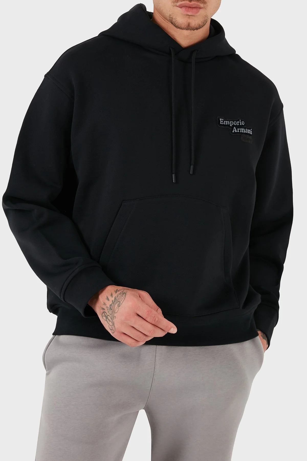 Emporio Armani % 100 Pamuk Regular Fit Kapüşonlu Erkek Sweat 6D1M93 1JTAZ 0038 SİYAH - 4