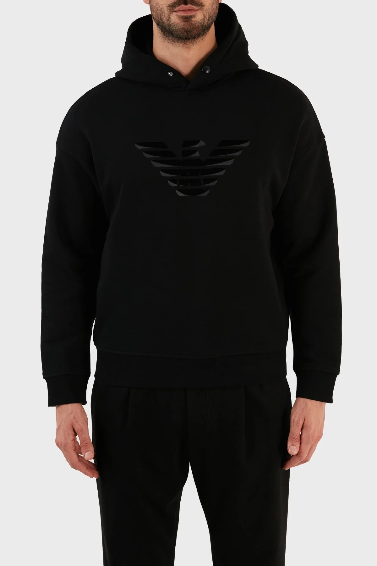Emporio Armani % 100 Pamuk Regular Fit Kapüşonlu Erkek Sweat 6L1ML9 1JWPZ 0056 SİYAH - 1
