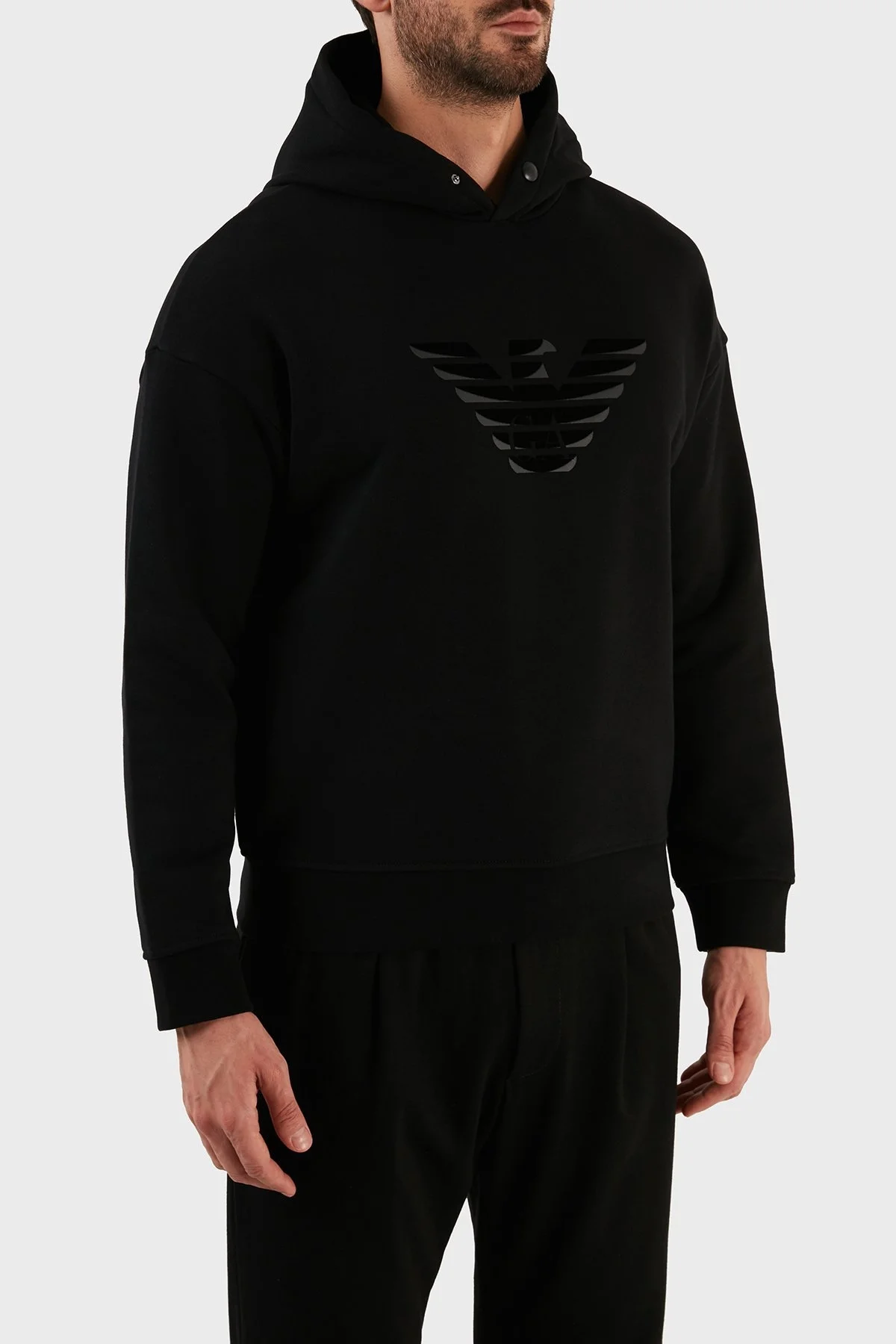 Emporio Armani % 100 Pamuk Regular Fit Kapüşonlu Erkek Sweat 6L1ML9 1JWPZ 0056 SİYAH - 3