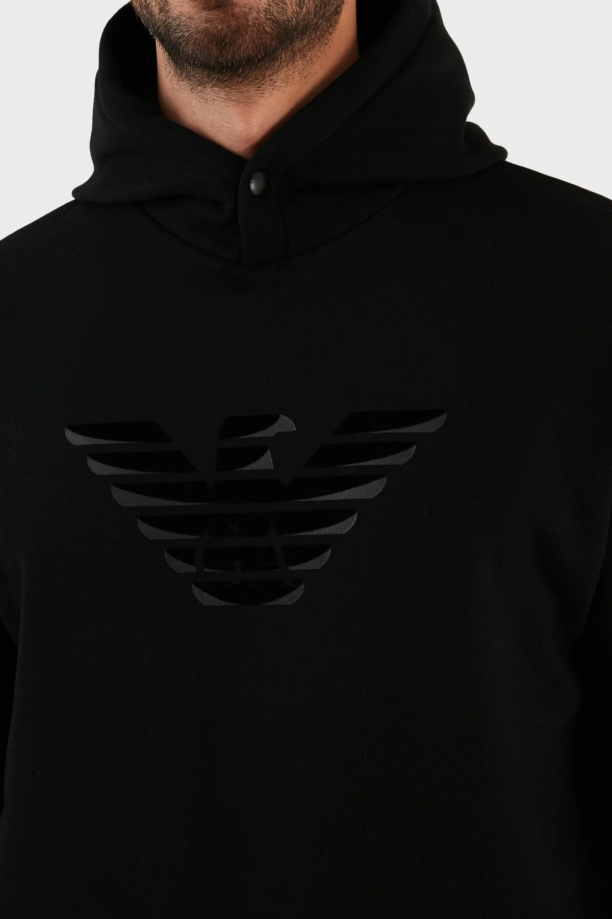 Emporio Armani % 100 Pamuk Regular Fit Kapüşonlu Erkek Sweat 6L1ML9 1JWPZ 0056 SİYAH - 5