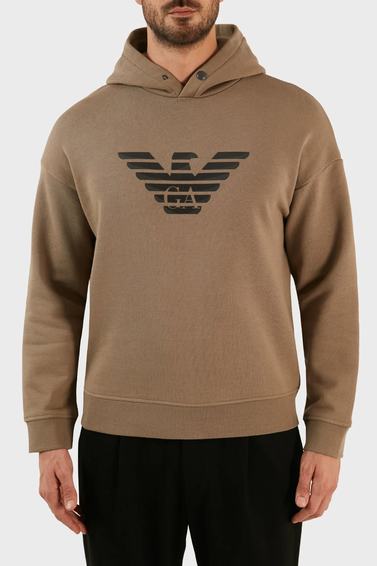 Emporio Armani % 100 Pamuk Regular Fit Kapüşonlu Erkek Sweat 6L1ML9 1JWPZ 01D8 Bej - 1