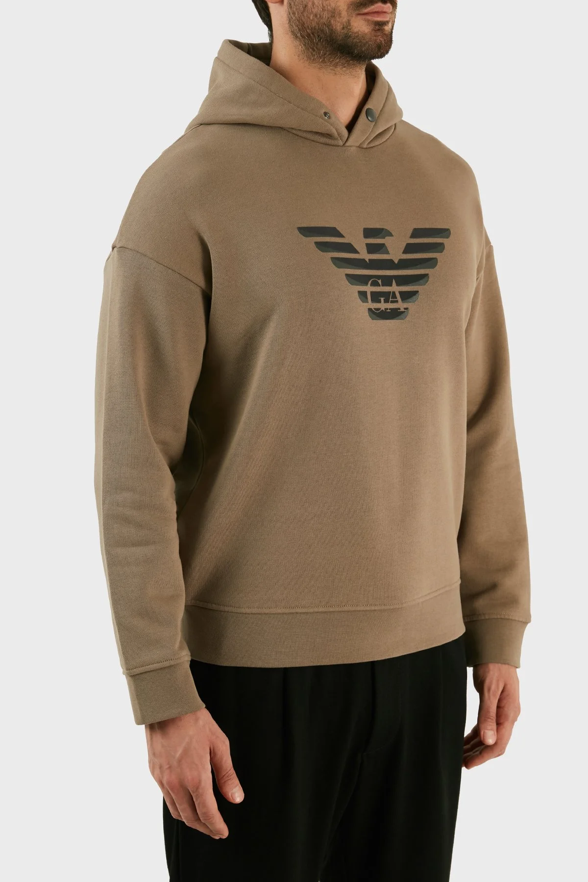 Emporio Armani % 100 Pamuk Regular Fit Kapüşonlu Erkek Sweat 6L1ML9 1JWPZ 01D8 Bej - 2