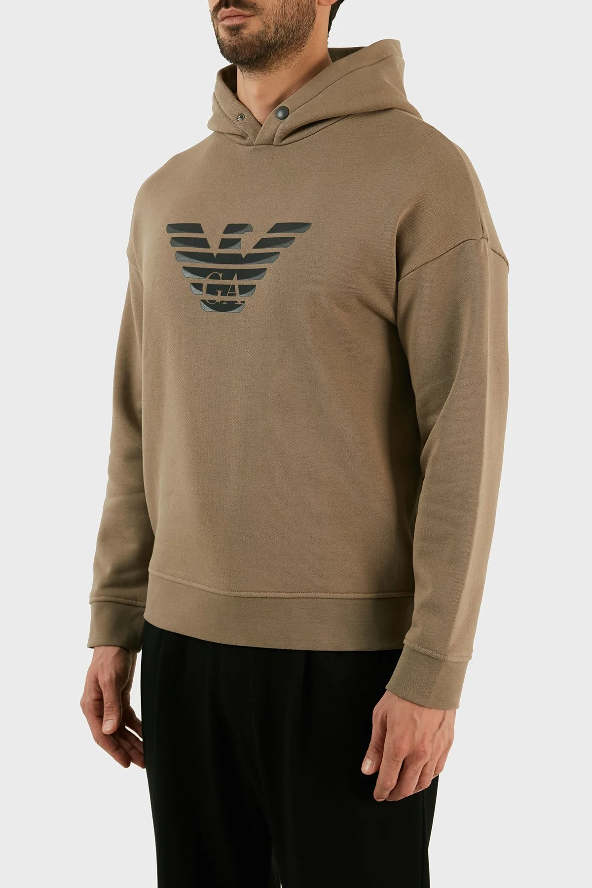 Emporio Armani % 100 Pamuk Regular Fit Kapüşonlu Erkek Sweat 6L1ML9 1JWPZ 01D8 Bej - 3