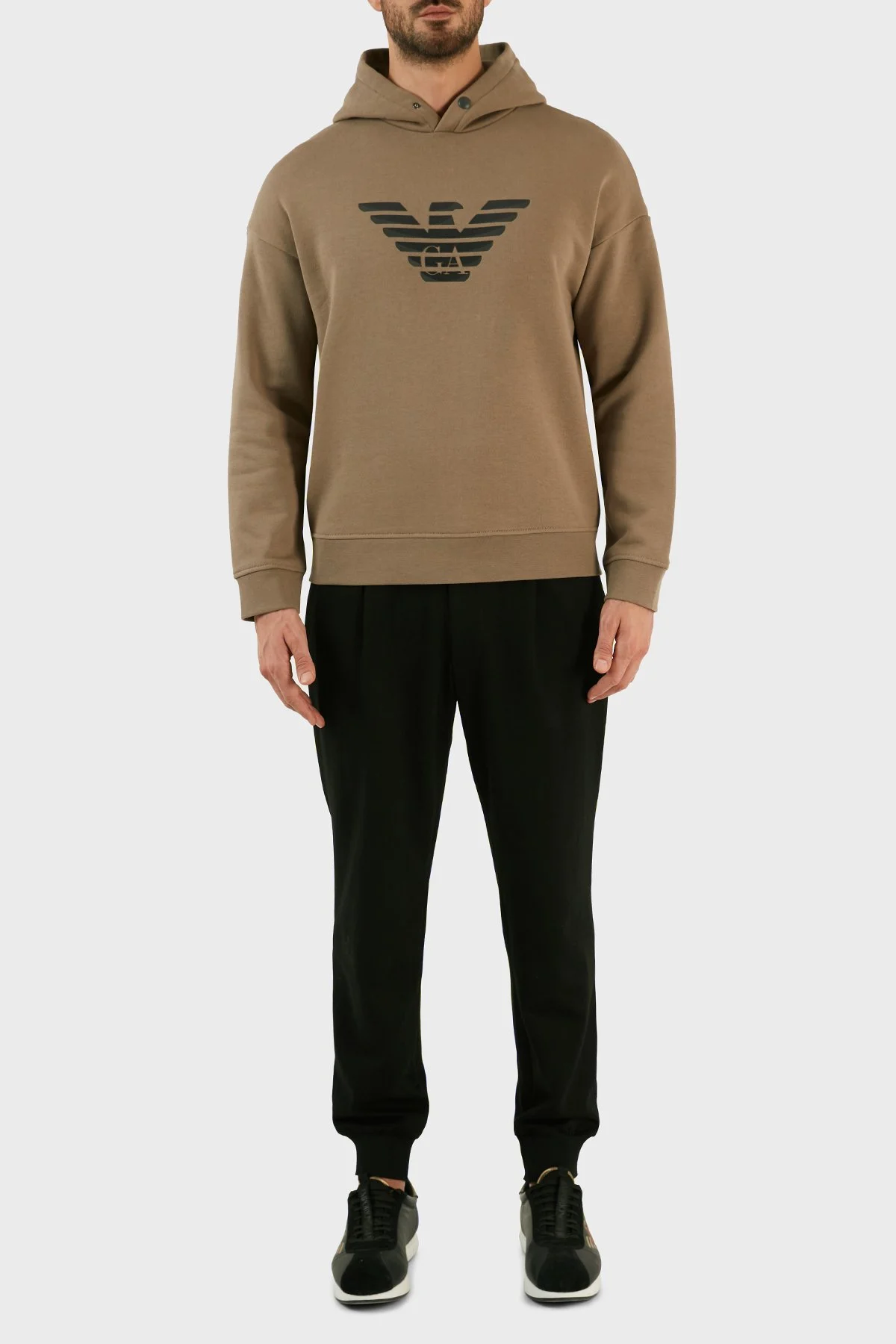 Emporio Armani % 100 Pamuk Regular Fit Kapüşonlu Erkek Sweat 6L1ML9 1JWPZ 01D8 Bej - 4