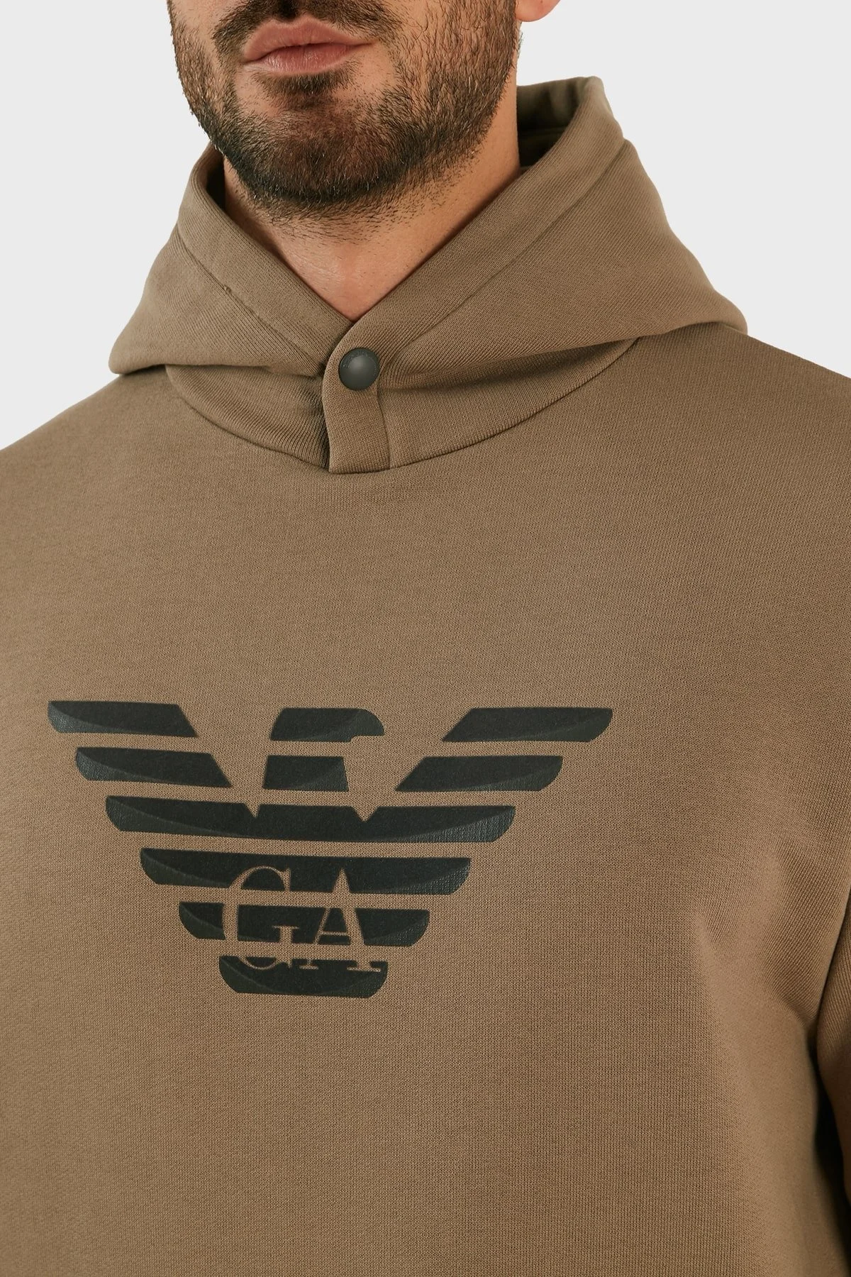 Emporio Armani % 100 Pamuk Regular Fit Kapüşonlu Erkek Sweat 6L1ML9 1JWPZ 01D8 Bej - 5