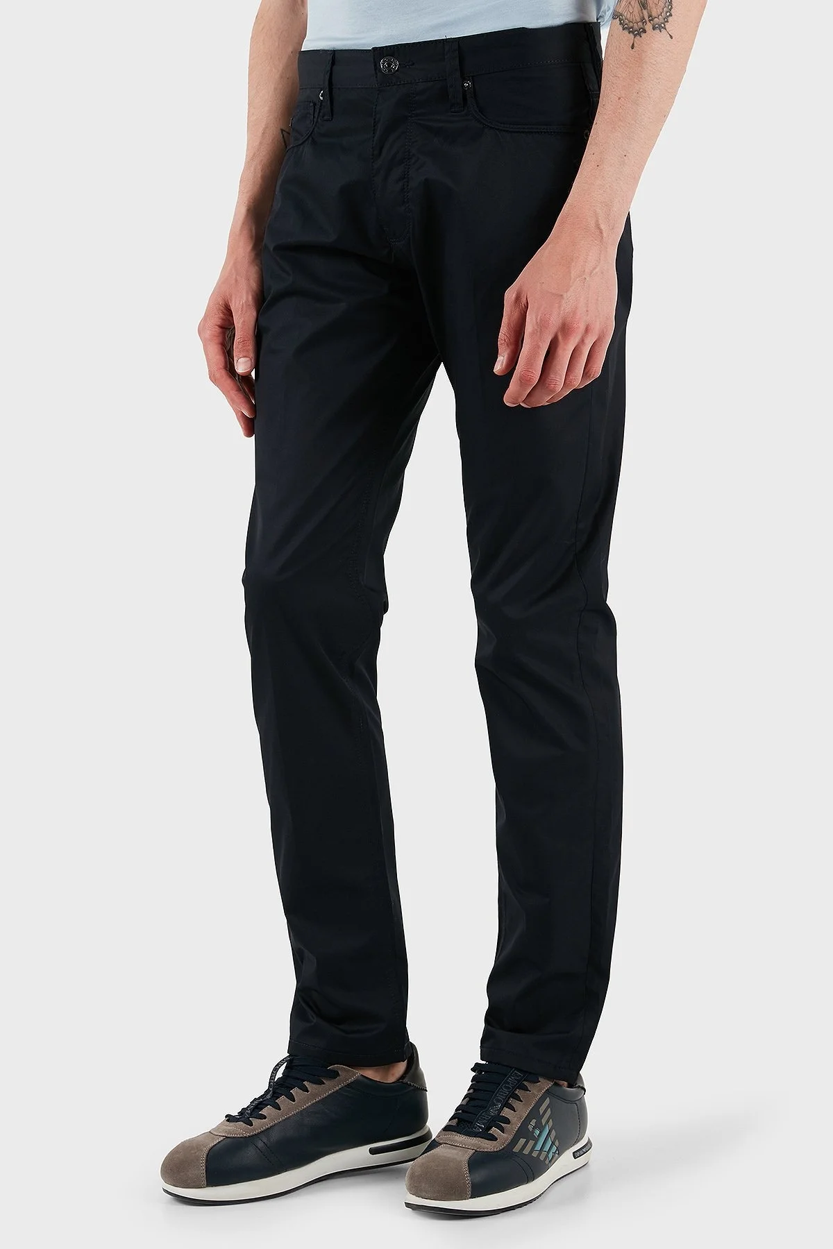 Emporio Armani % 100 Pamuk Regular Fit Normal Bel Düz Paça Erkek Pantolon EM000668 AF14253 UB118 LACİVERT - 10