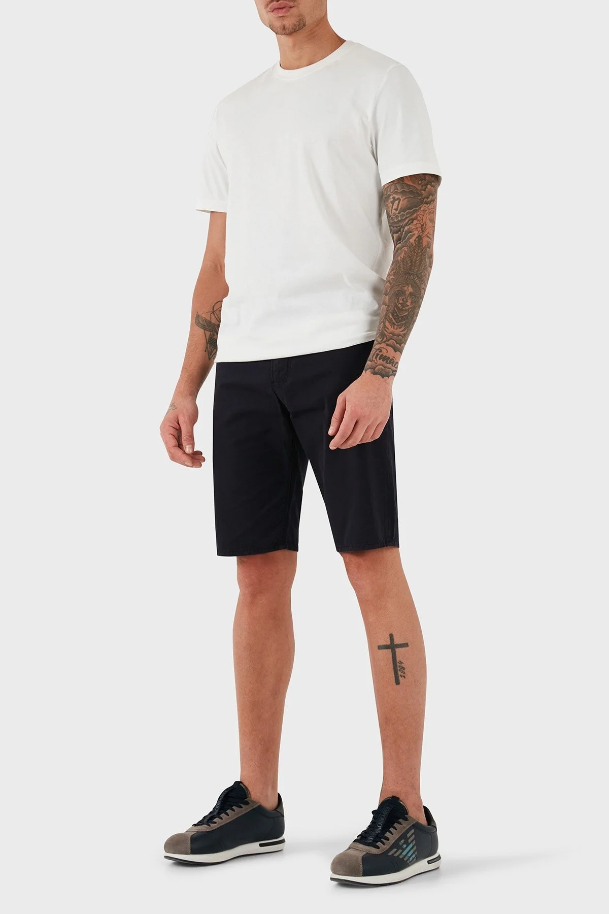 Emporio Armani % 100 Pamuk Regular Fit Normal Bel Düz Paça Erkek Short 3Z1PA6 1N1ZZ 0922 LACİVERT - 2