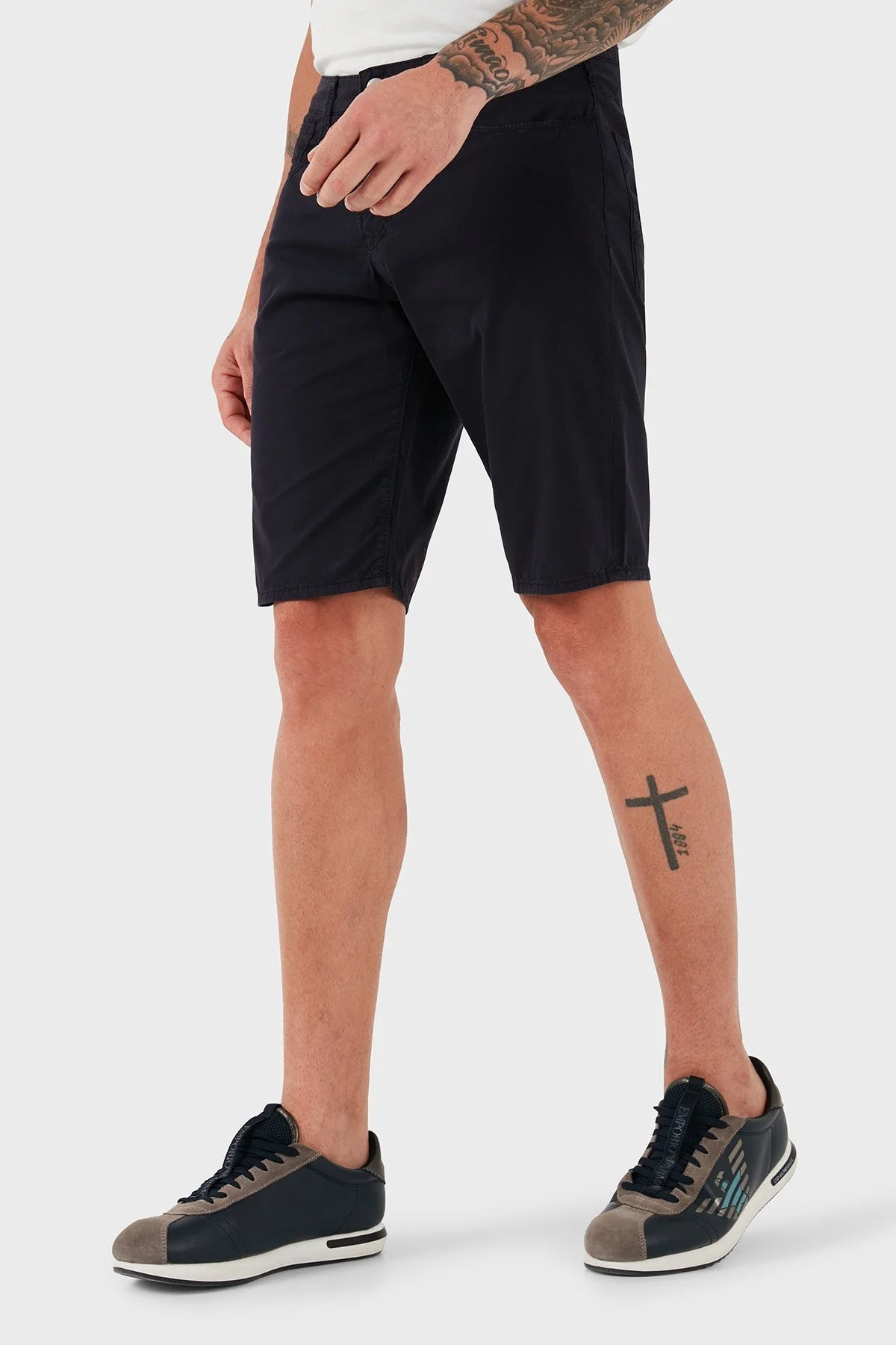 Emporio Armani % 100 Pamuk Regular Fit Normal Bel Düz Paça Erkek Short 3Z1PA6 1N1ZZ 0922 LACİVERT - 3