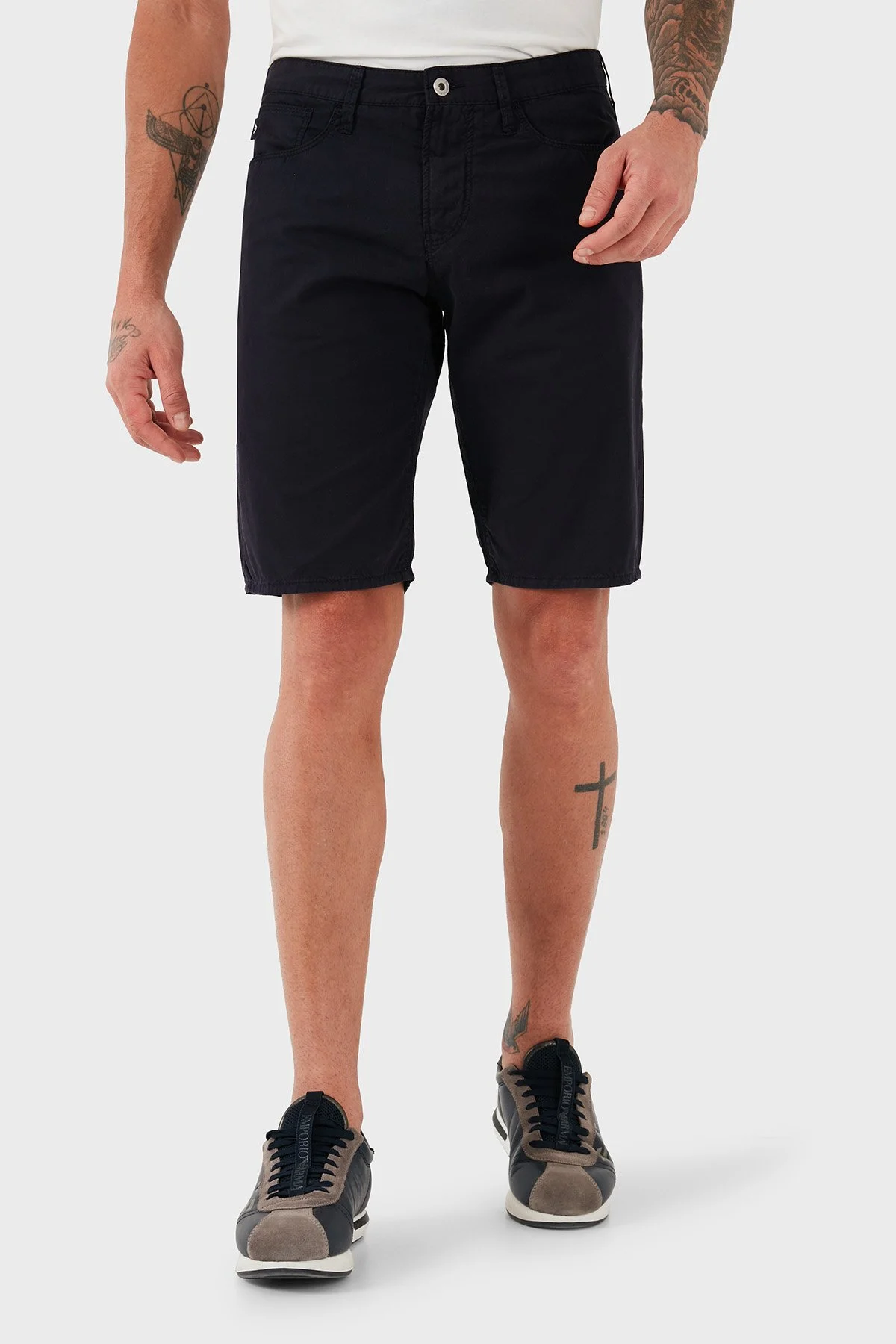 Emporio Armani % 100 Pamuk Regular Fit Normal Bel Düz Paça Erkek Short 3Z1PA6 1N1ZZ 0922 LACİVERT - 1