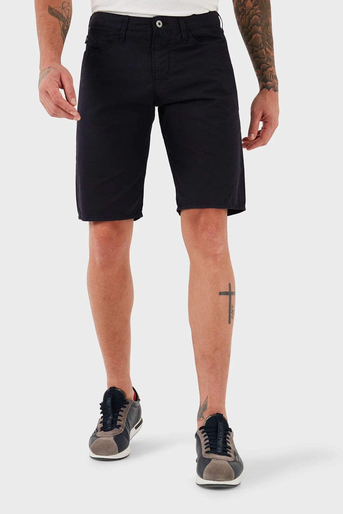 Emporio Armani % 100 Pamuk Regular Fit Normal Bel Düz Paça Erkek Short 3Z1PA6 1N1ZZ 0922 LACİVERT - 4