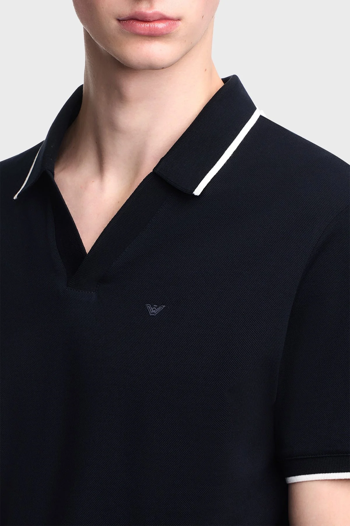Emporio Armani % 100 Pamuk Regular Fit Şerit Detaylı Erkek Polo EM005852 AF12955 UB118 LACİVERT - 4