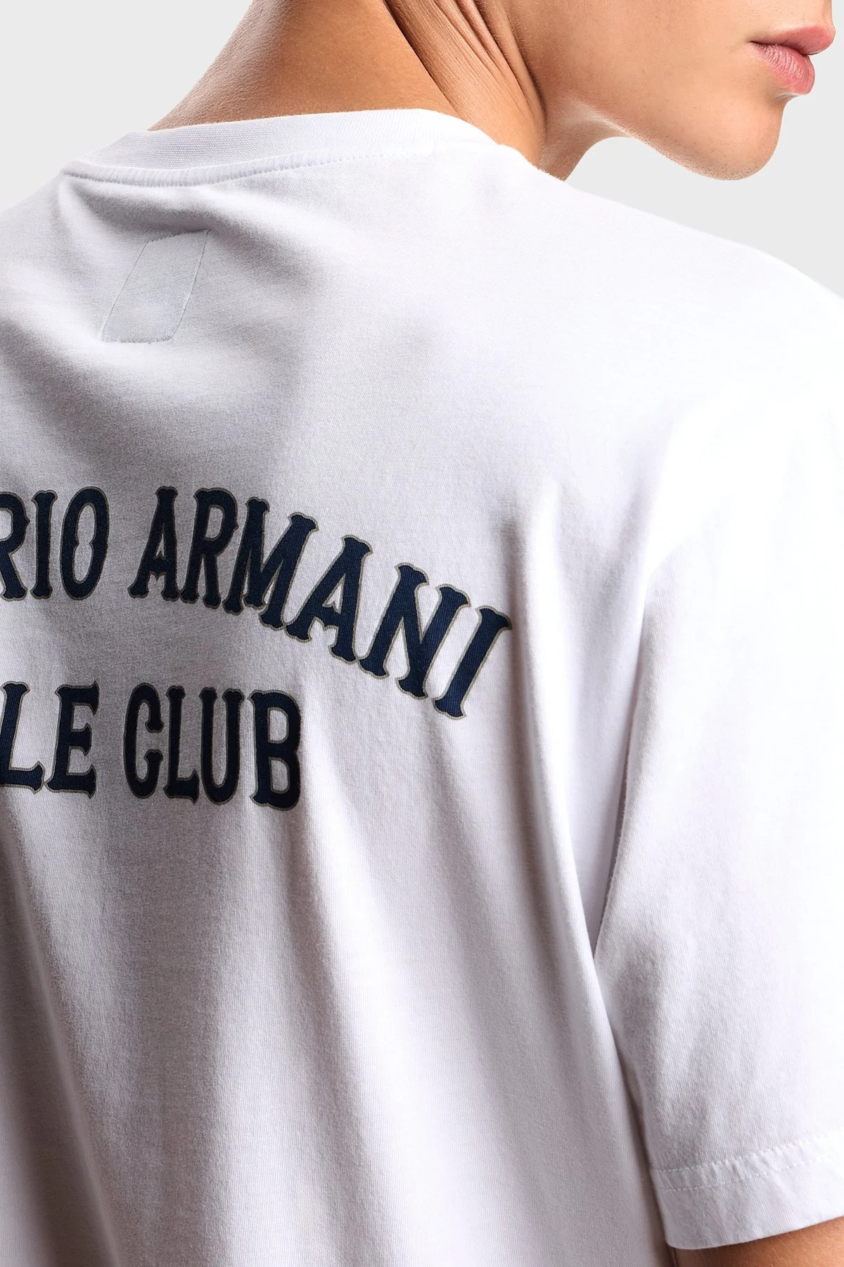 Emporio Armani % 100 Pamuk Regular Fit Sırt Baskılı Erkek T Shirt EM001717 AF14836 F0213 BEYAZ - 4