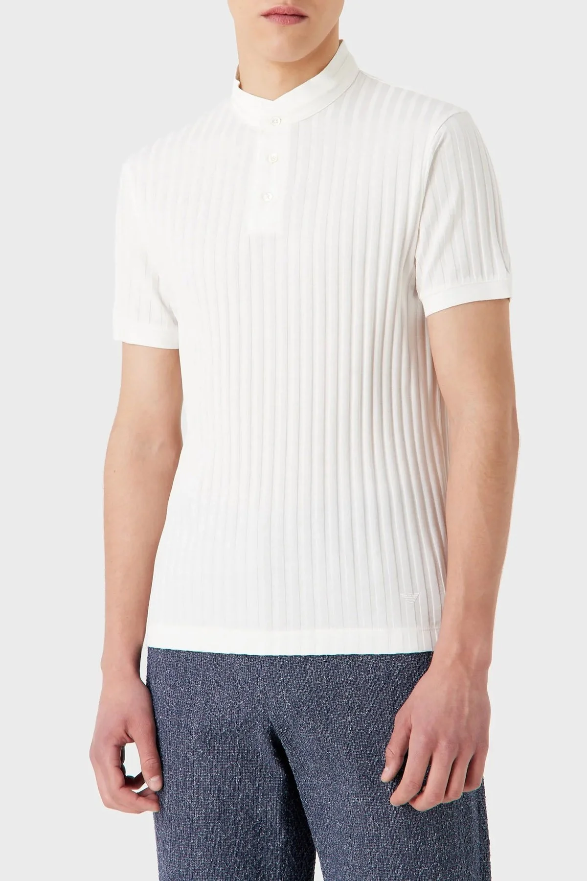 Emporio Armani % 100 Pamuk Regular Fit Triko Düğmeli Erkek Polo T Shirt 3R1F71 1JGYZ 01G9 BEYAZ - 1