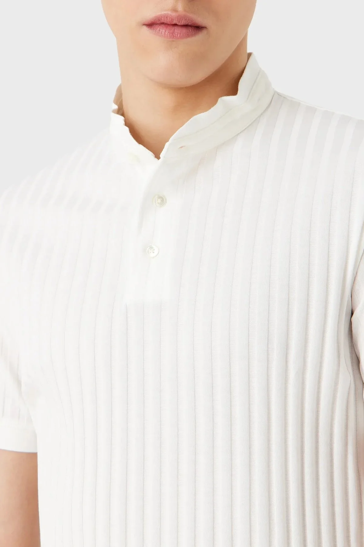 Emporio Armani % 100 Pamuk Regular Fit Triko Düğmeli Erkek Polo T Shirt 3R1F71 1JGYZ 01G9 BEYAZ - 4