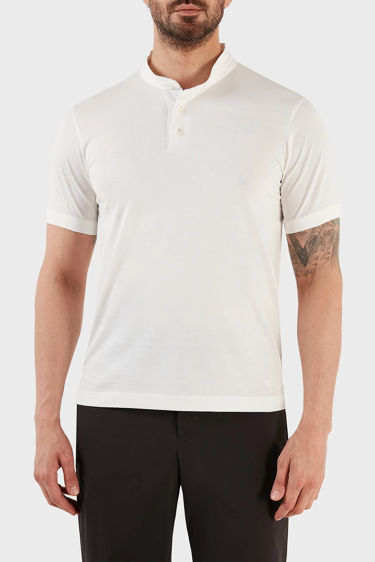 Emporio Armani % 100 Pamuk Regular Fit Triko Düğmeli Erkek Polo T Shirt 3R1F71 1JGYZ 01H8 BEYAZ - 1