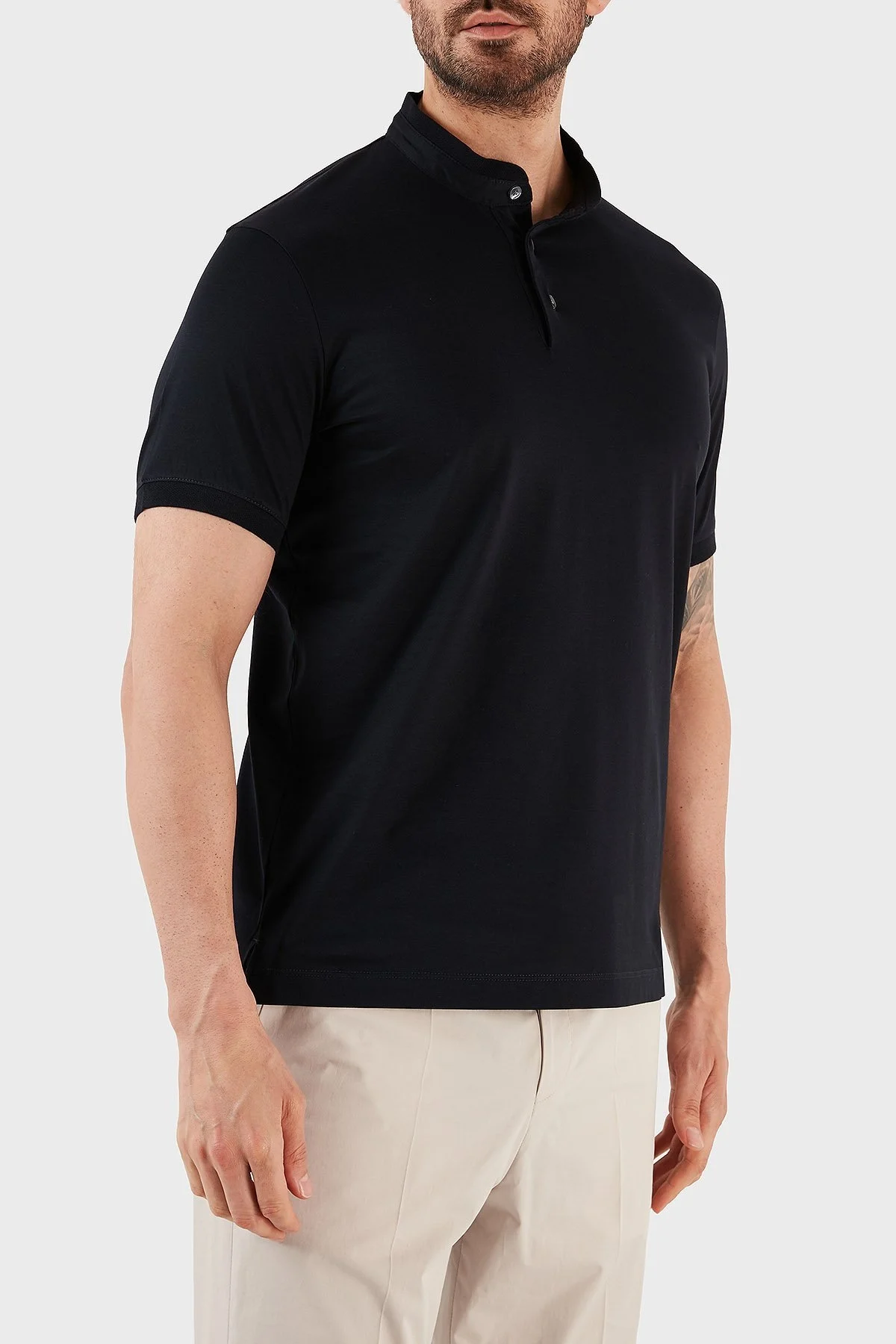 Emporio Armani % 100 Pamuk Regular Fit Triko Düğmeli Erkek Polo T Shirt 3R1F71 1JGYZ 09J5 LACİVERT - 2