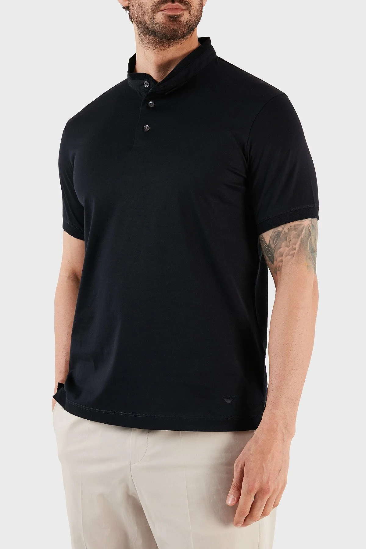 Emporio Armani % 100 Pamuk Regular Fit Triko Düğmeli Erkek Polo T Shirt 3R1F71 1JGYZ 09J5 LACİVERT - 3