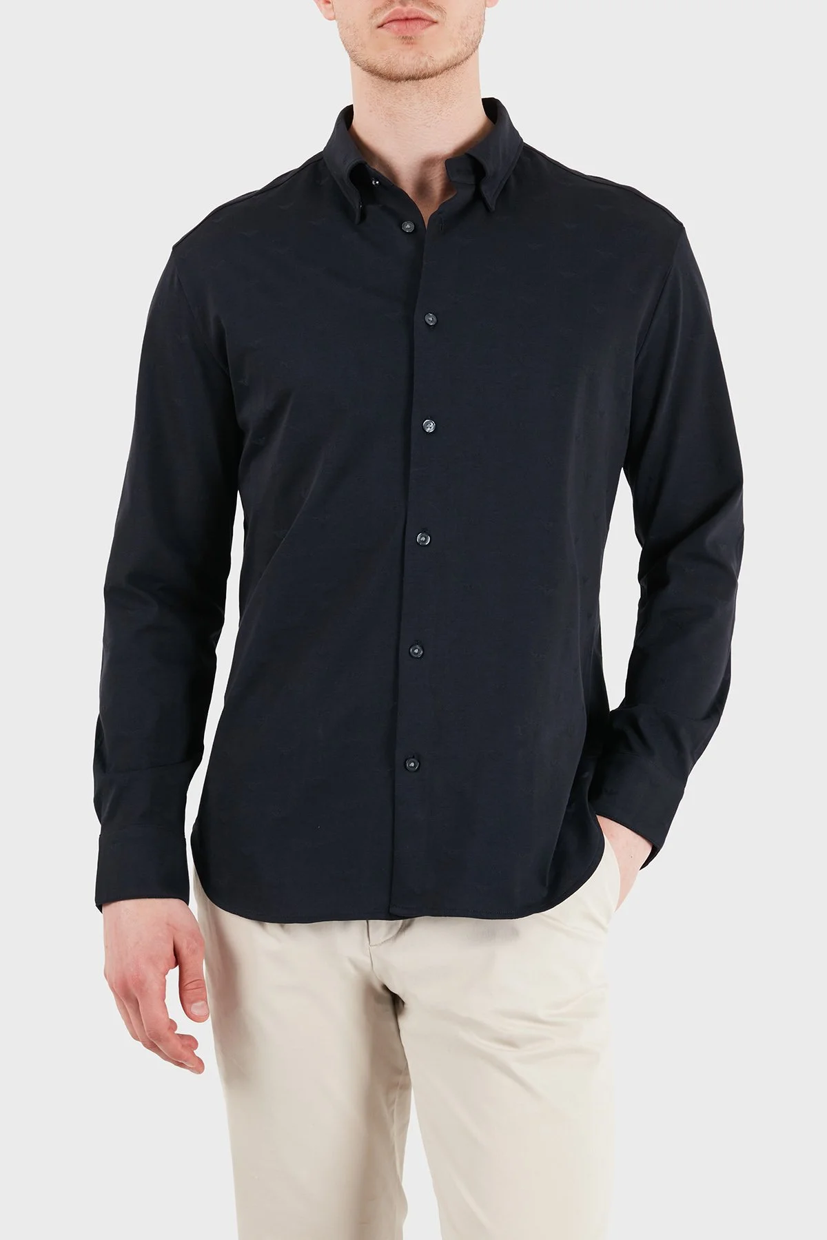 Emporio Armani % 100 Pamuk Regular Fit Uzun Kollu Erkek Gömlek EM005446 AF10762 FB469 SİYAH - 1