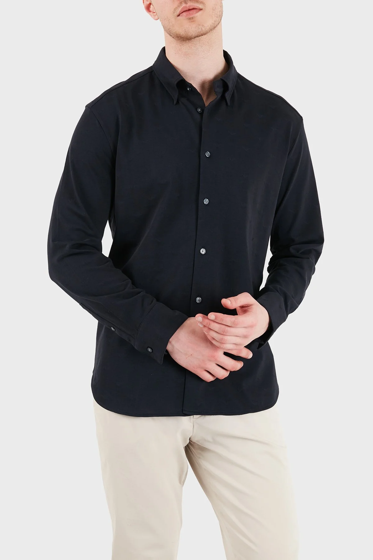 Emporio Armani % 100 Pamuk Regular Fit Uzun Kollu Erkek Gömlek EM005446 AF10762 FB469 SİYAH - 4