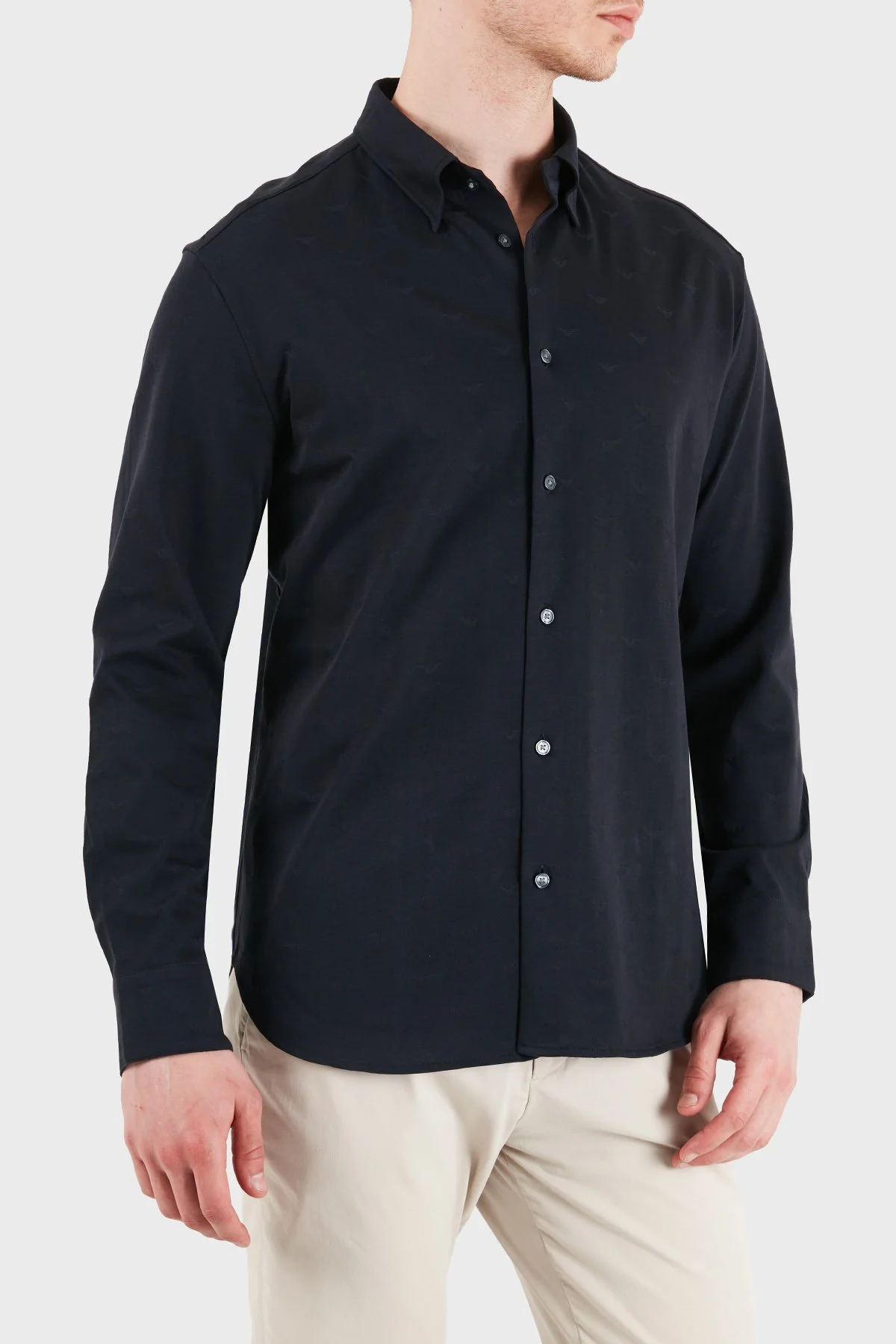 Emporio Armani % 100 Pamuk Regular Fit Uzun Kollu Erkek Gömlek EM005446 AF10762 FB469 SİYAH - 5