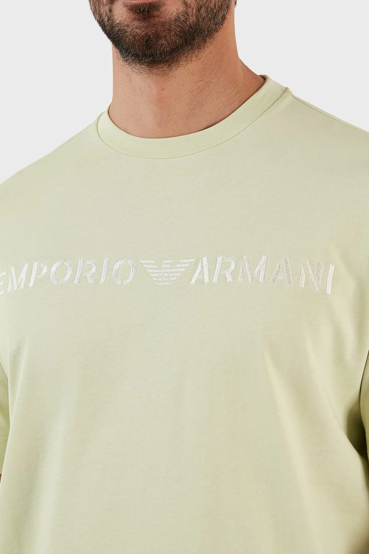 Emporio Armani % 100 Pamuk Relaxed Fit Bisiklet Yaka Erkek T Shirt 3R1TT2 1JWZZ 0594 YEŞİL - 2