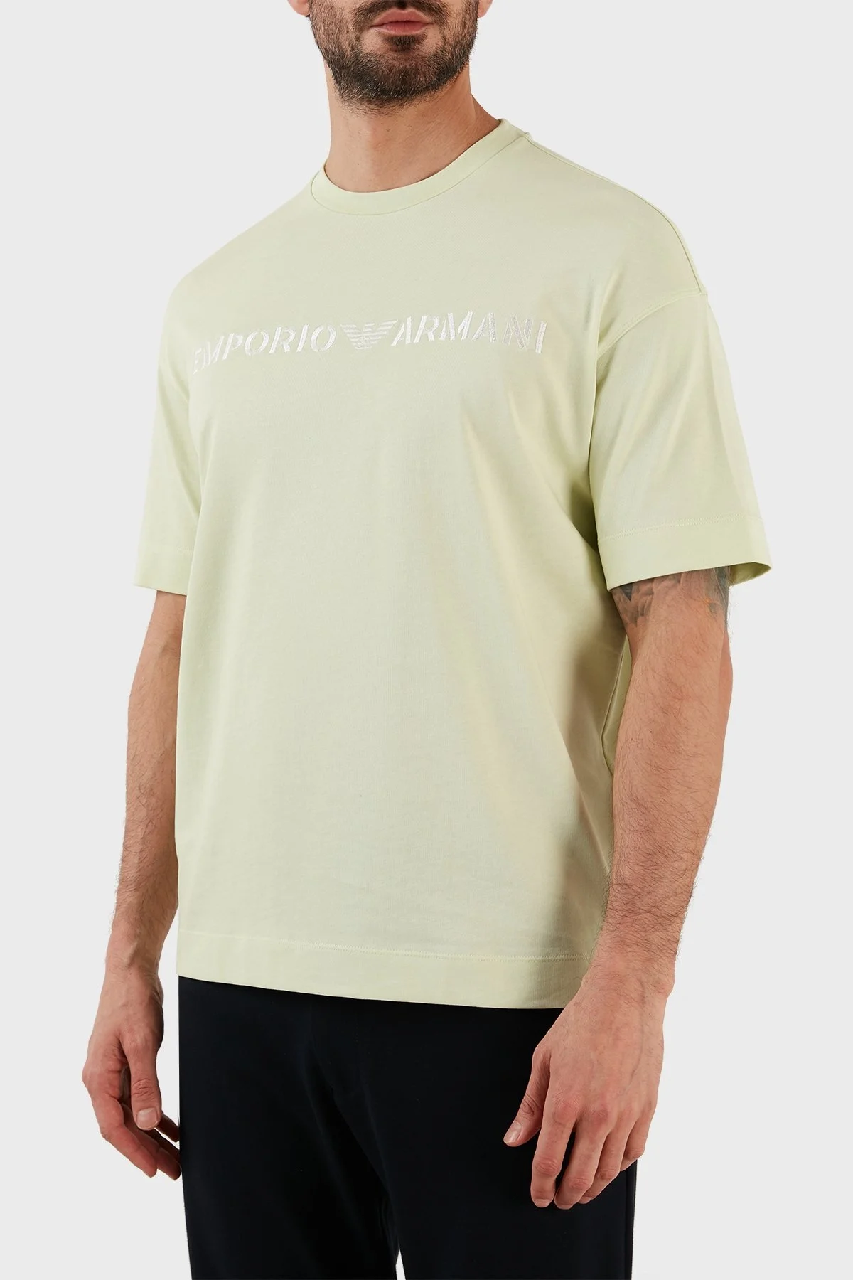 Emporio Armani % 100 Pamuk Relaxed Fit Bisiklet Yaka Erkek T Shirt 3R1TT2 1JWZZ 0594 YEŞİL - 3