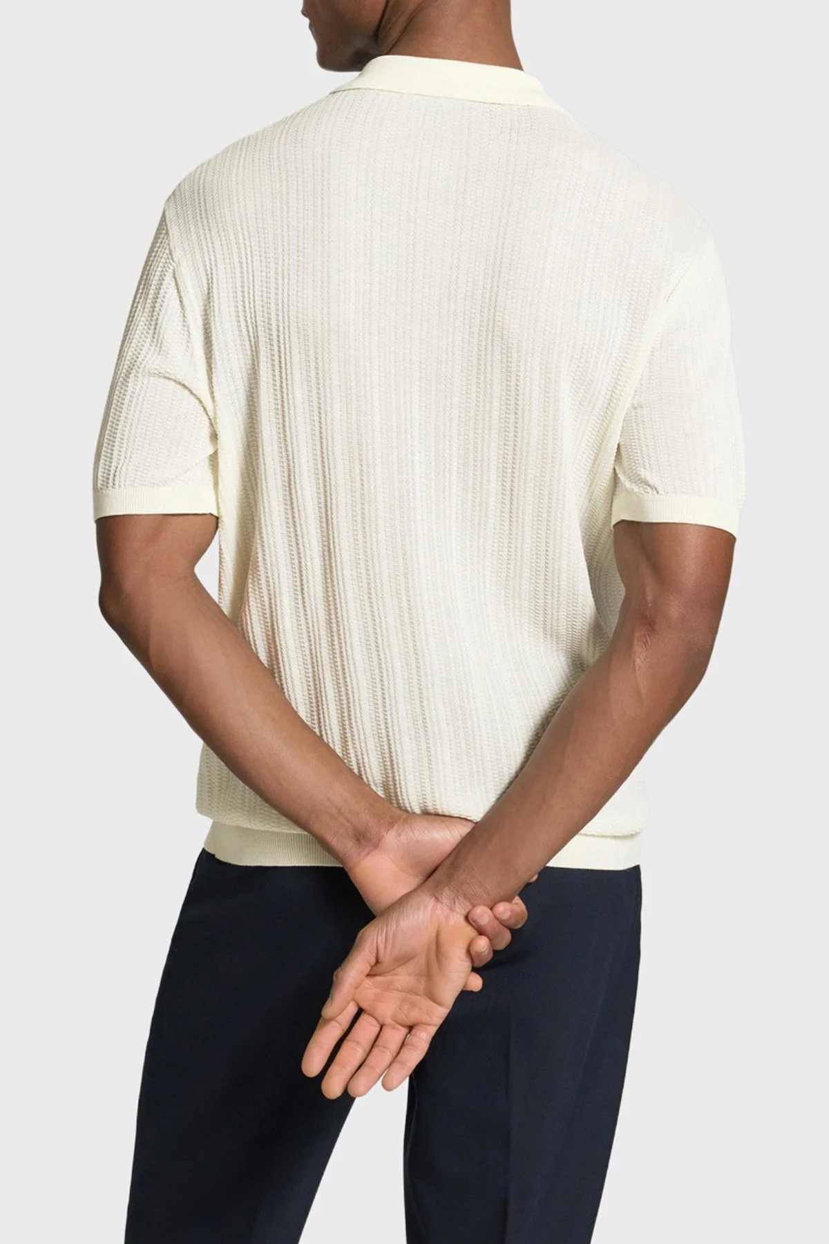 Emporio Armani % 100 Pamuk Relaxed Fit Fermuarlı Erkek Polo Yaka Kazak EM004305 AF23761 U1107 EKRU - 3